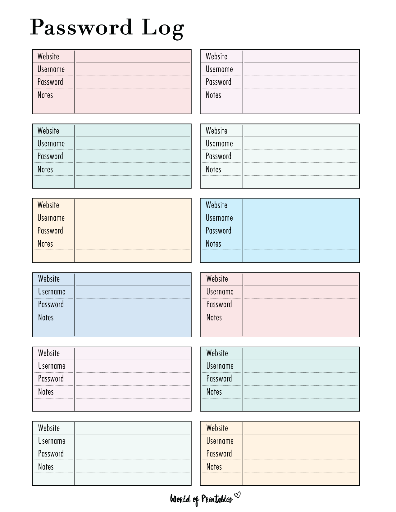 Password List Template Free Printable Password List Template Free Printable