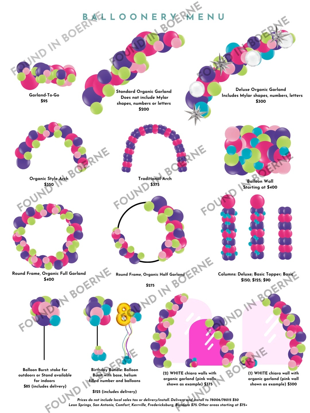 Pink And Purple Balloon Pricing Menu Canva Template Download Chiara Wall Balloon Columns Balloon Garlands Helium Balloon Bundle Etsy
