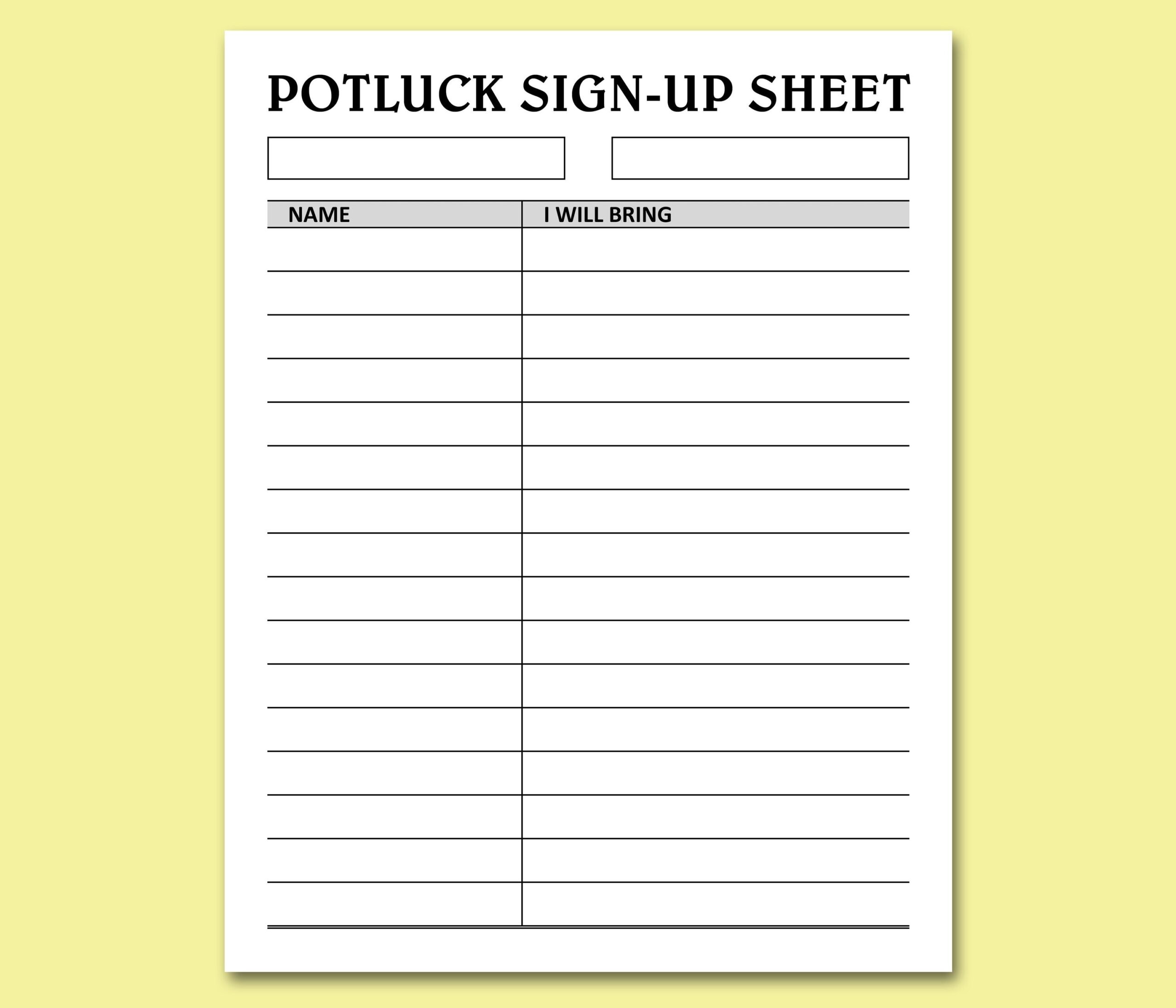 Potluck Sign Up Sheet Printable Holidays Events Potluck Brunch Dinner Party Food Signup Organizer Instant Download Letter A4 PDF