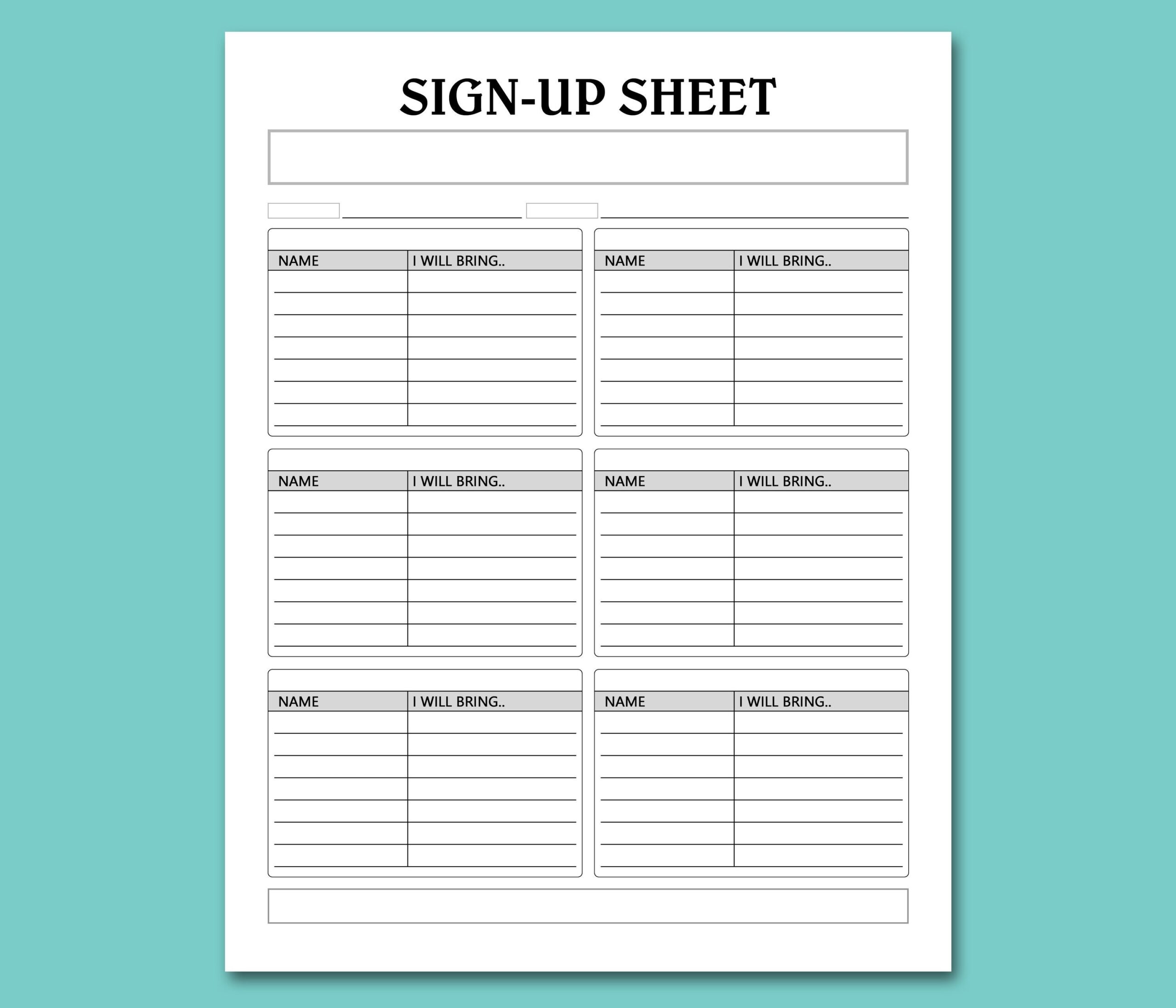Potluck Sign Up Sheet Printable Template Sign Up Sheet Template For Potluck Dinner Instant Download Letter A4