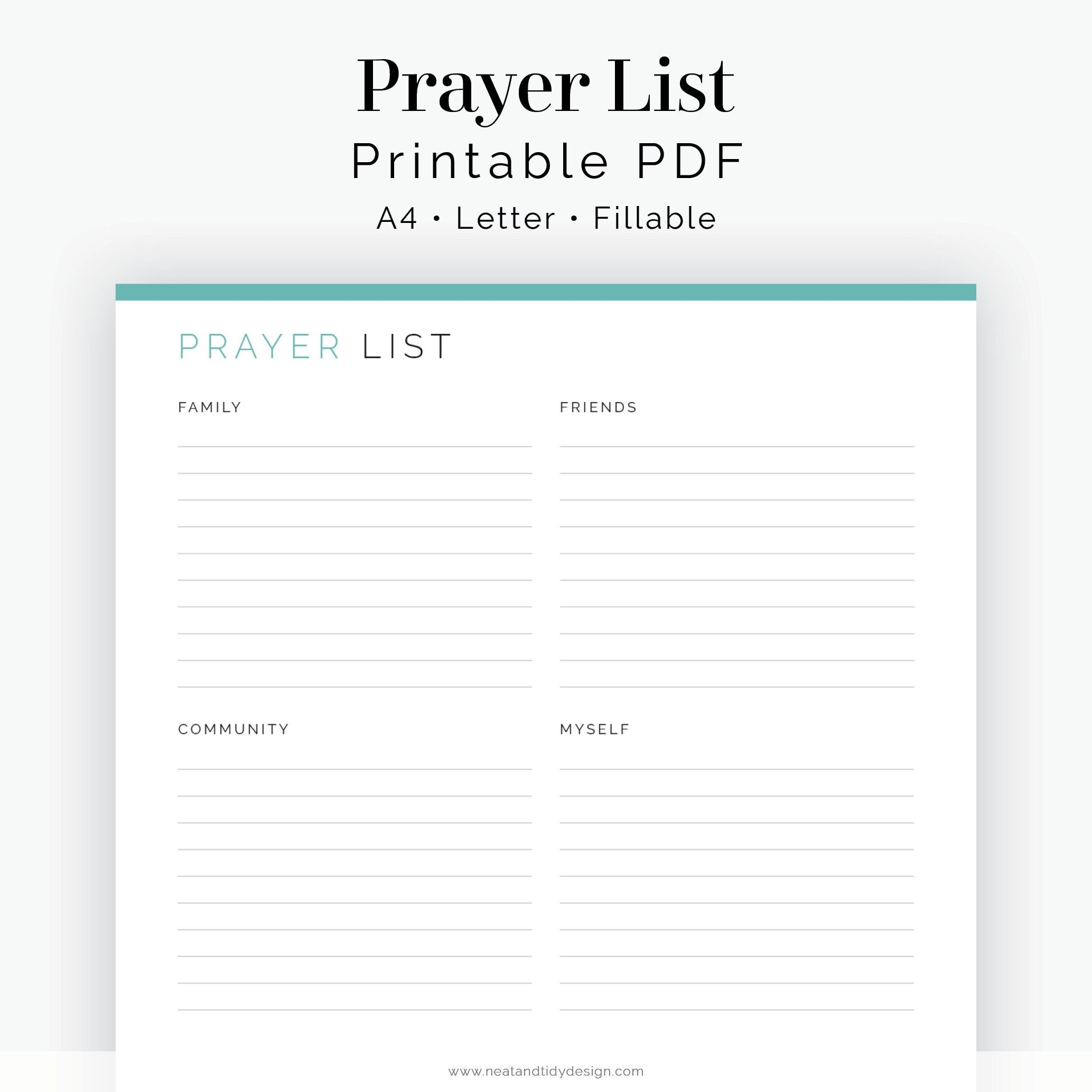 Prayer List Template Word