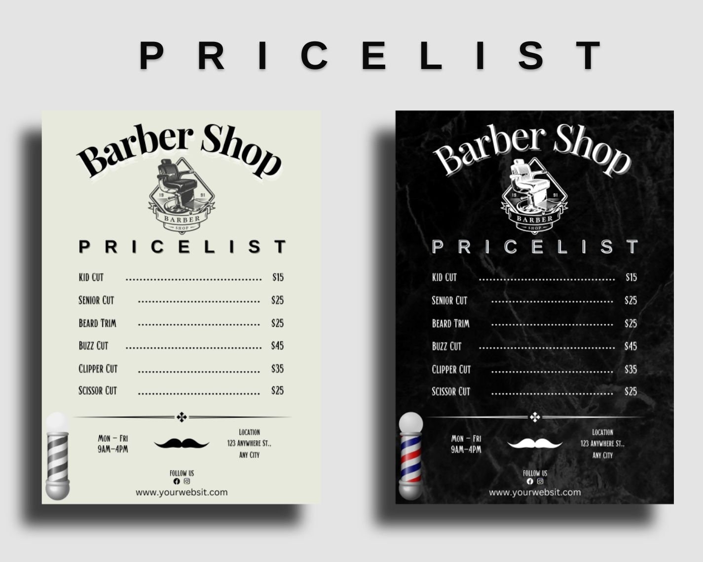 Barber Price List Template