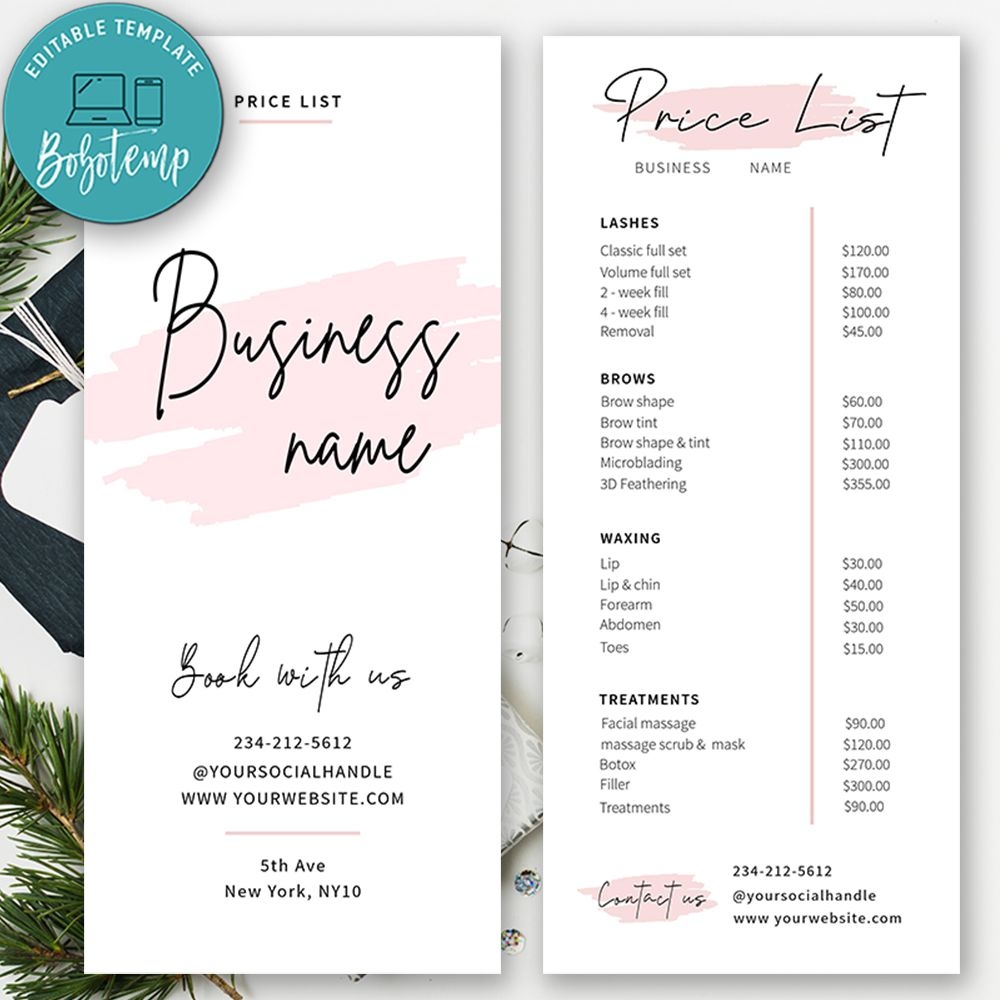Price List Template For Hair Salon
