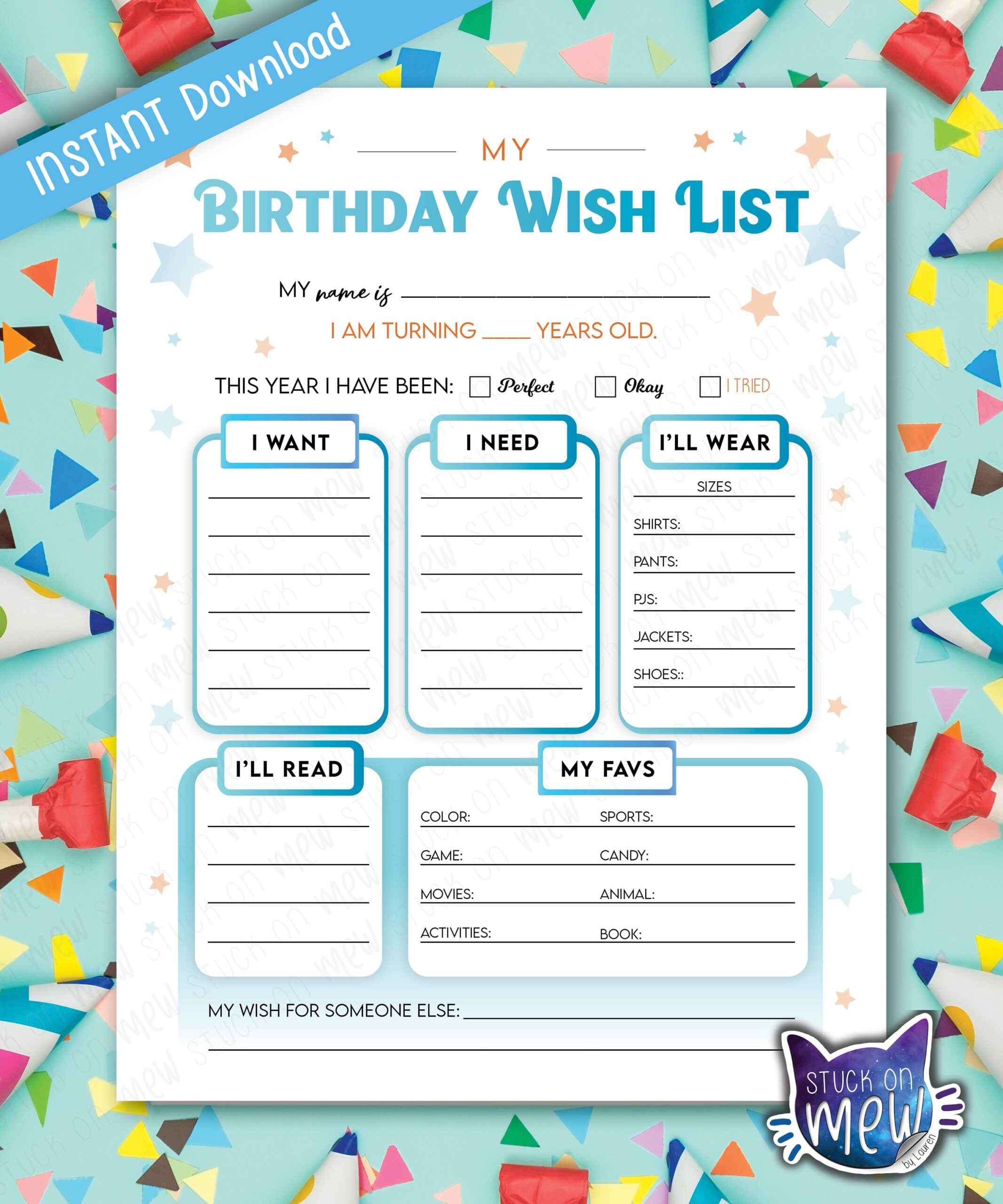 Printable Birthday Gift Wish List Template Kid s Birthday Wish List My Wish List Birthday Gift Ideas List Bday Gift Ideas Present Ideas Etsy