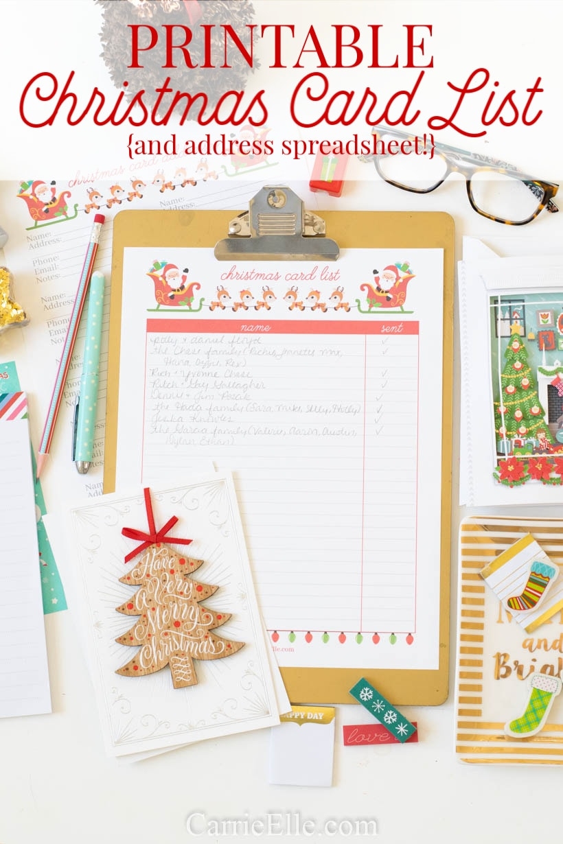 Printable Christmas Card List and Christmas Card Spreadsheet 