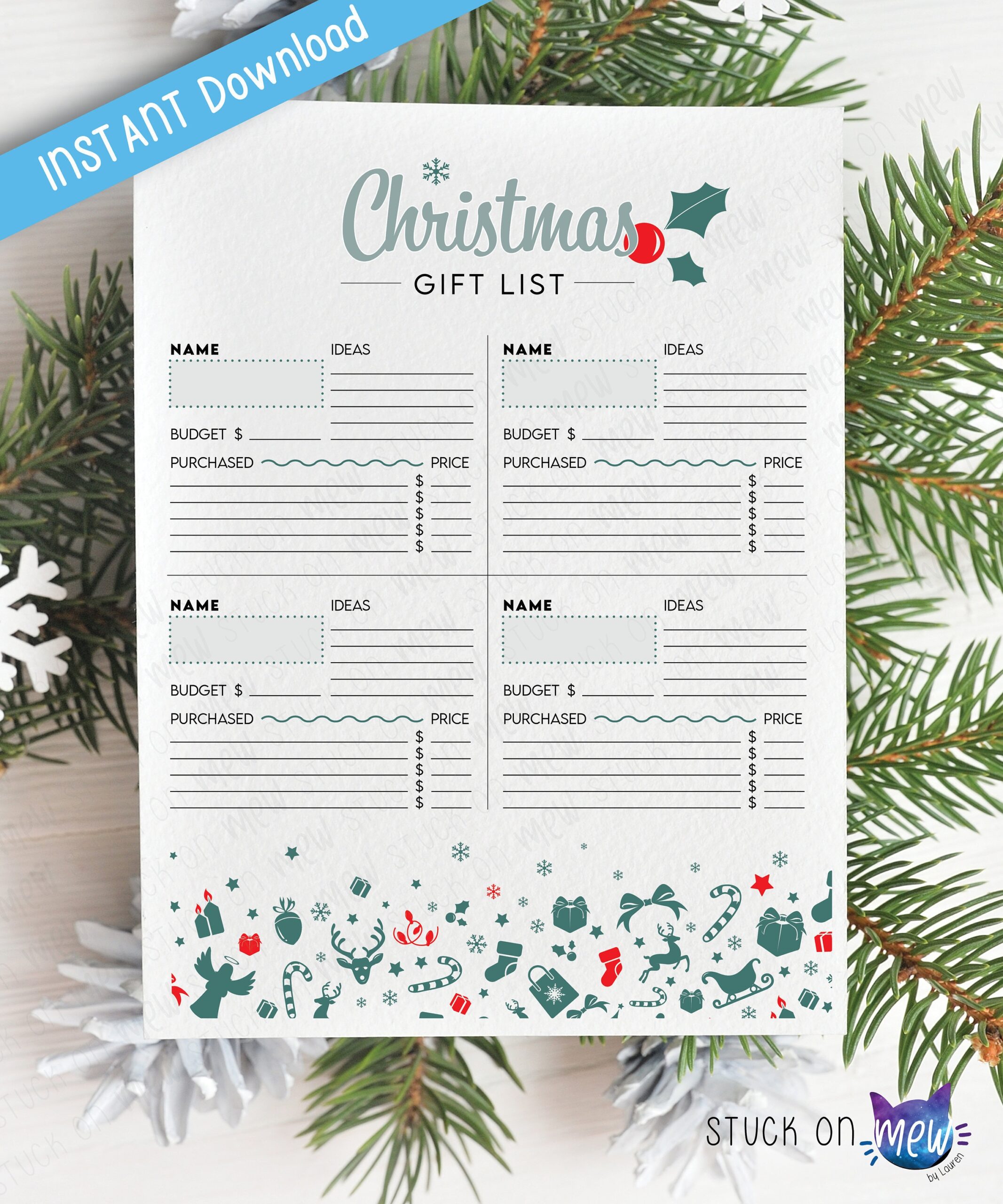 Printable Christmas Gift List Template Christmas Gift Tracker 