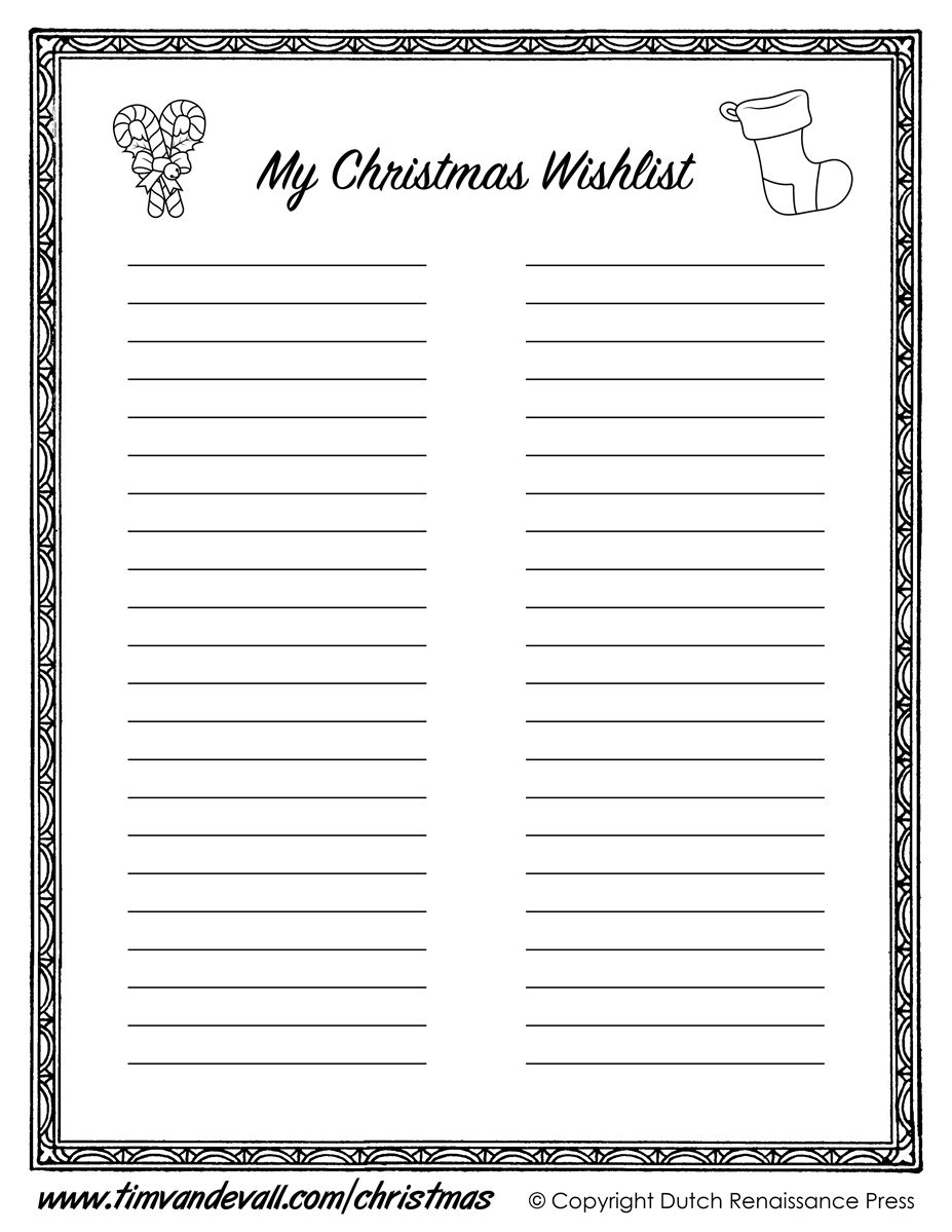 Free Printable Blank Christmas List