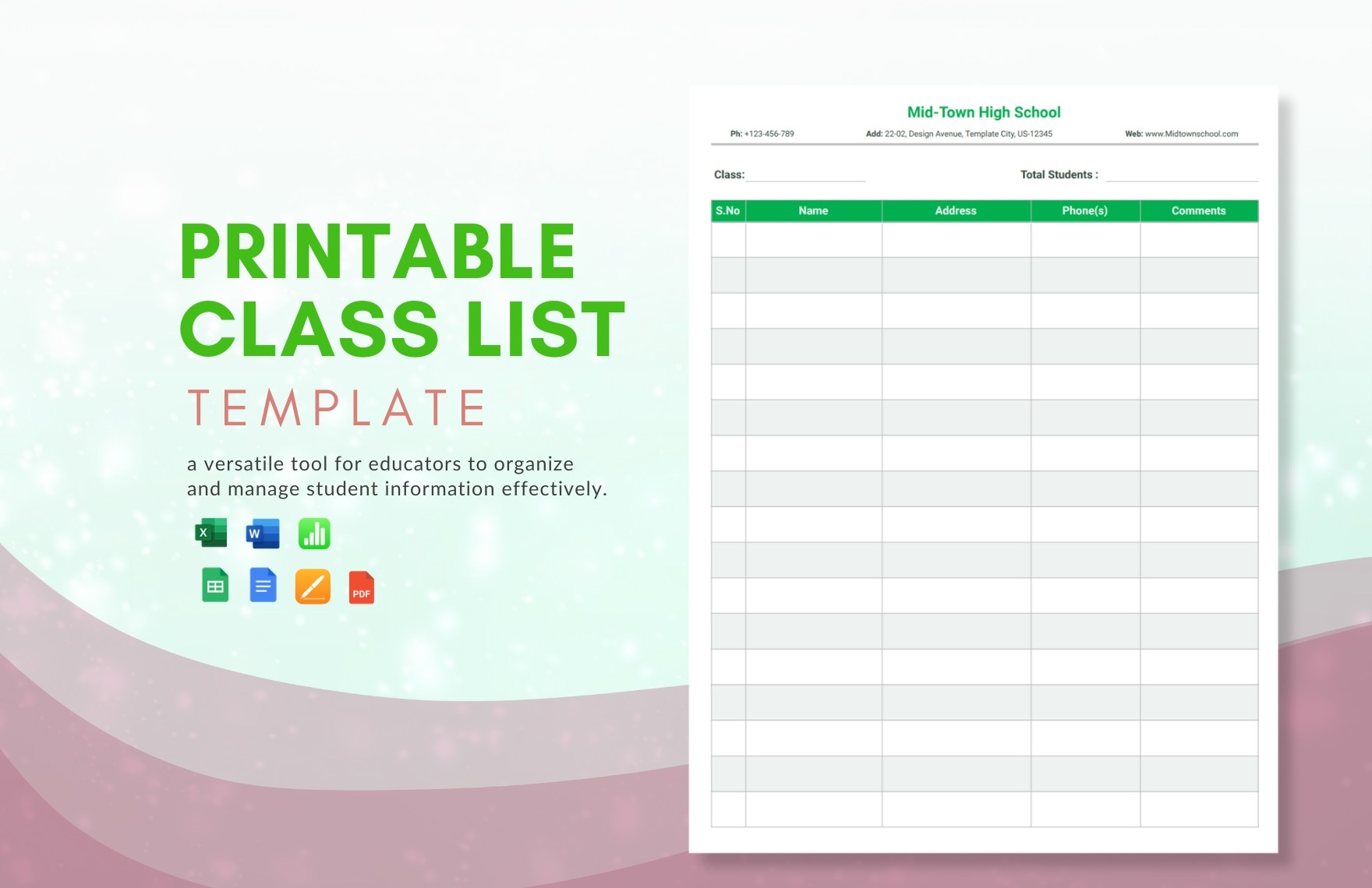 Class List Template Word
