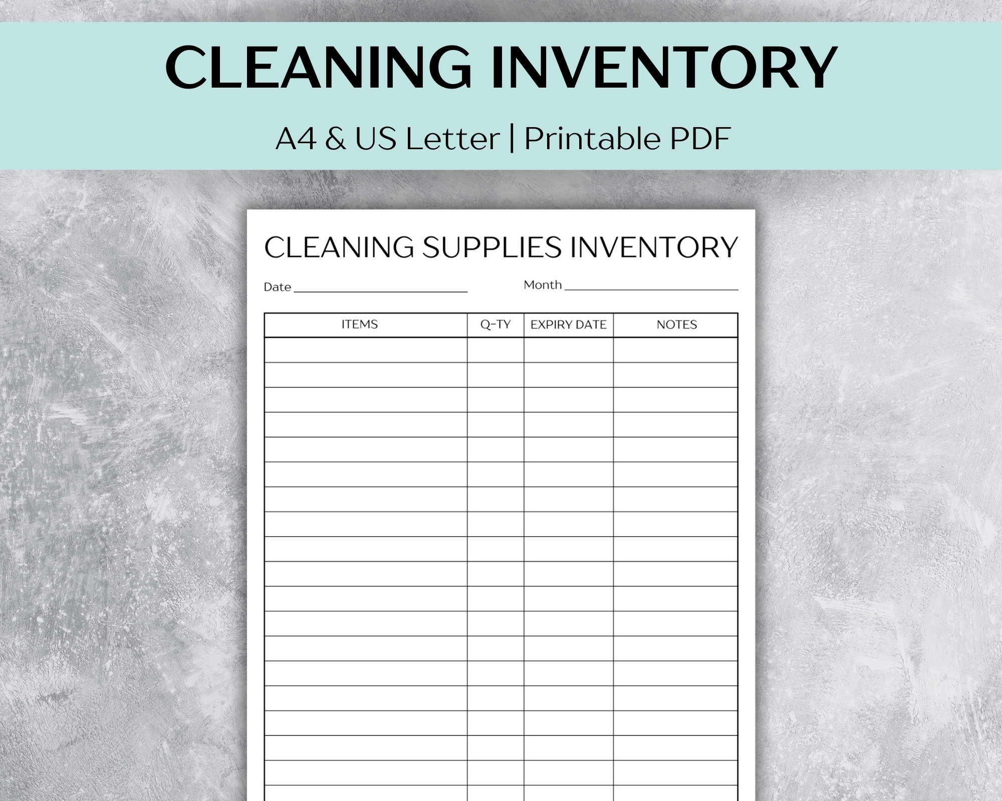 Printable Cleaning Inventory Tracker Cleaning List Cleaning Business Inventory Template INSTANT Download Etsy