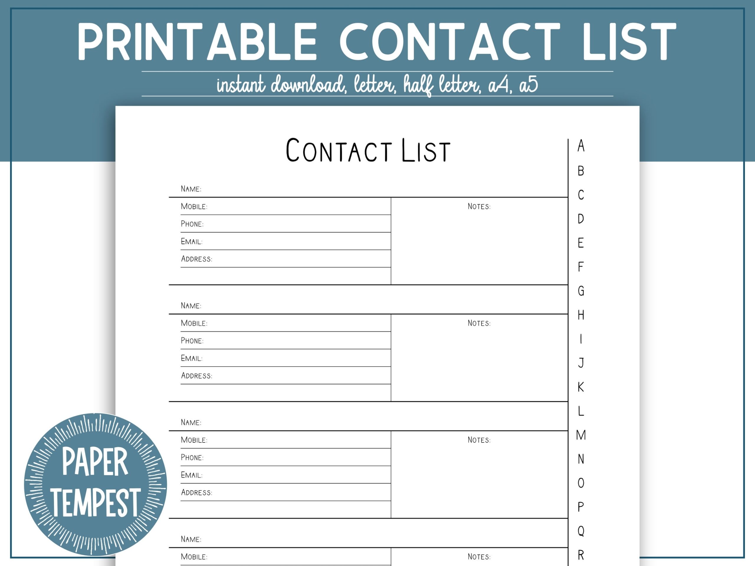 Printable Contact List Address Book Template Address Log Planner Insert Phone Directory Template Client Contact List Lead List Etsy Printable Contact List Address Book Template Address Log Planner Insert Phone Directory Template Client Contact List Lead List Etsy
