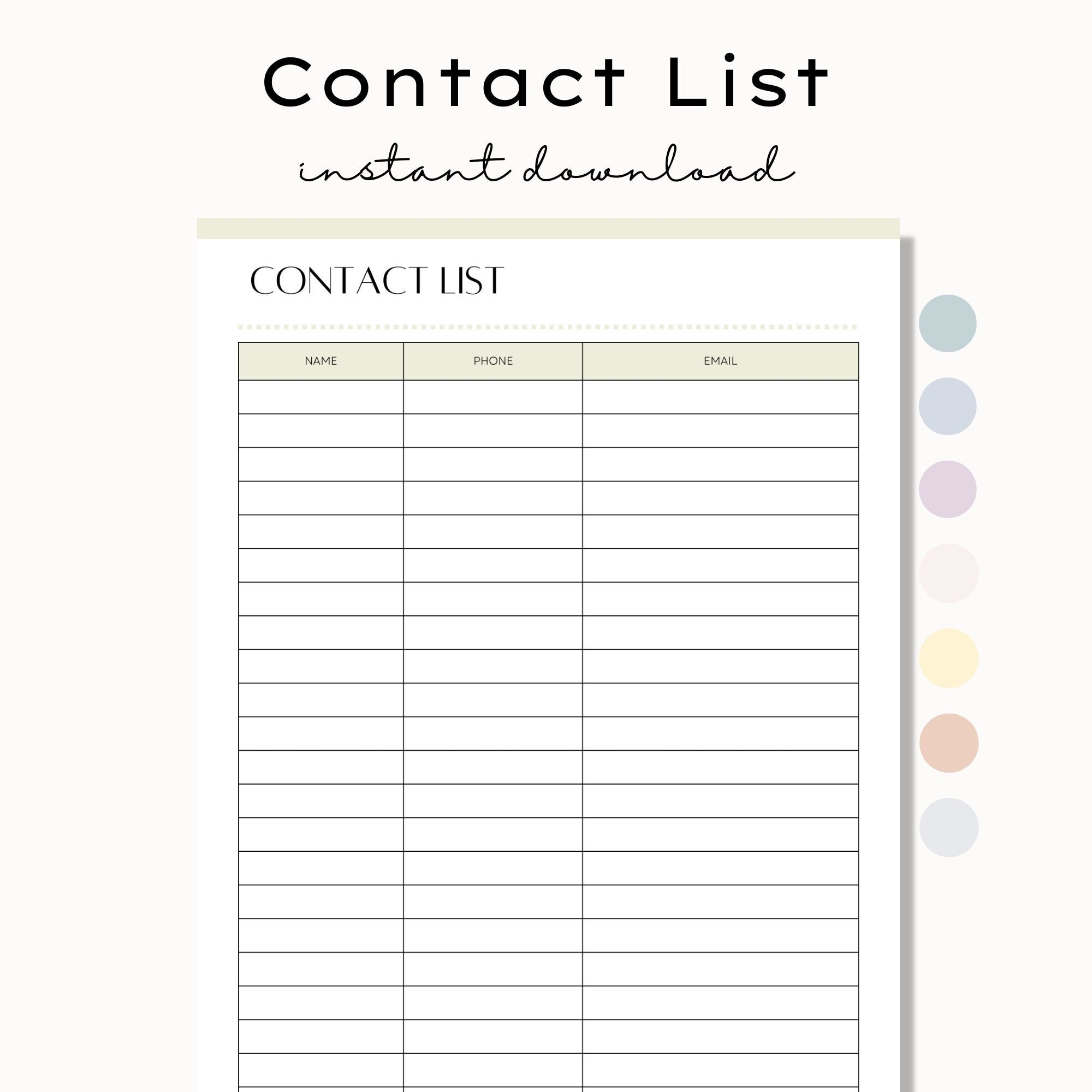 Printable Contact List Contact List Sheet Phone Number Log Worksheets Library