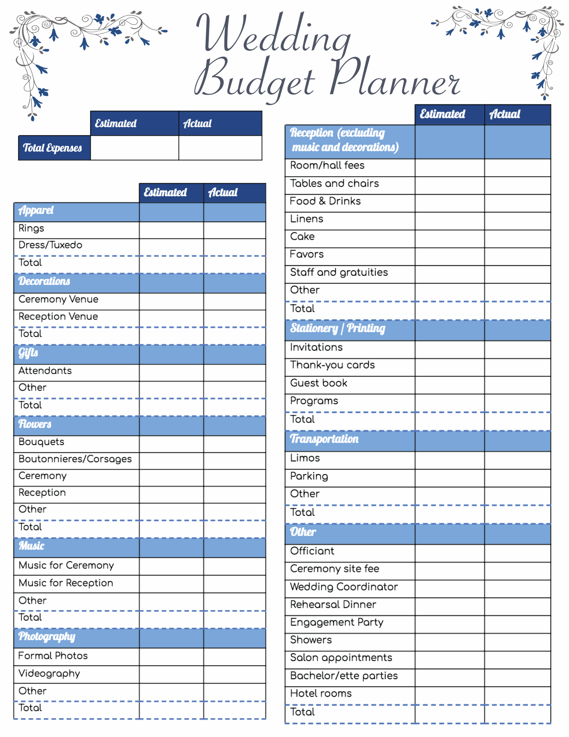 Printable Detailed Wedding Budget Template Printable Templates Free Worksheets Library