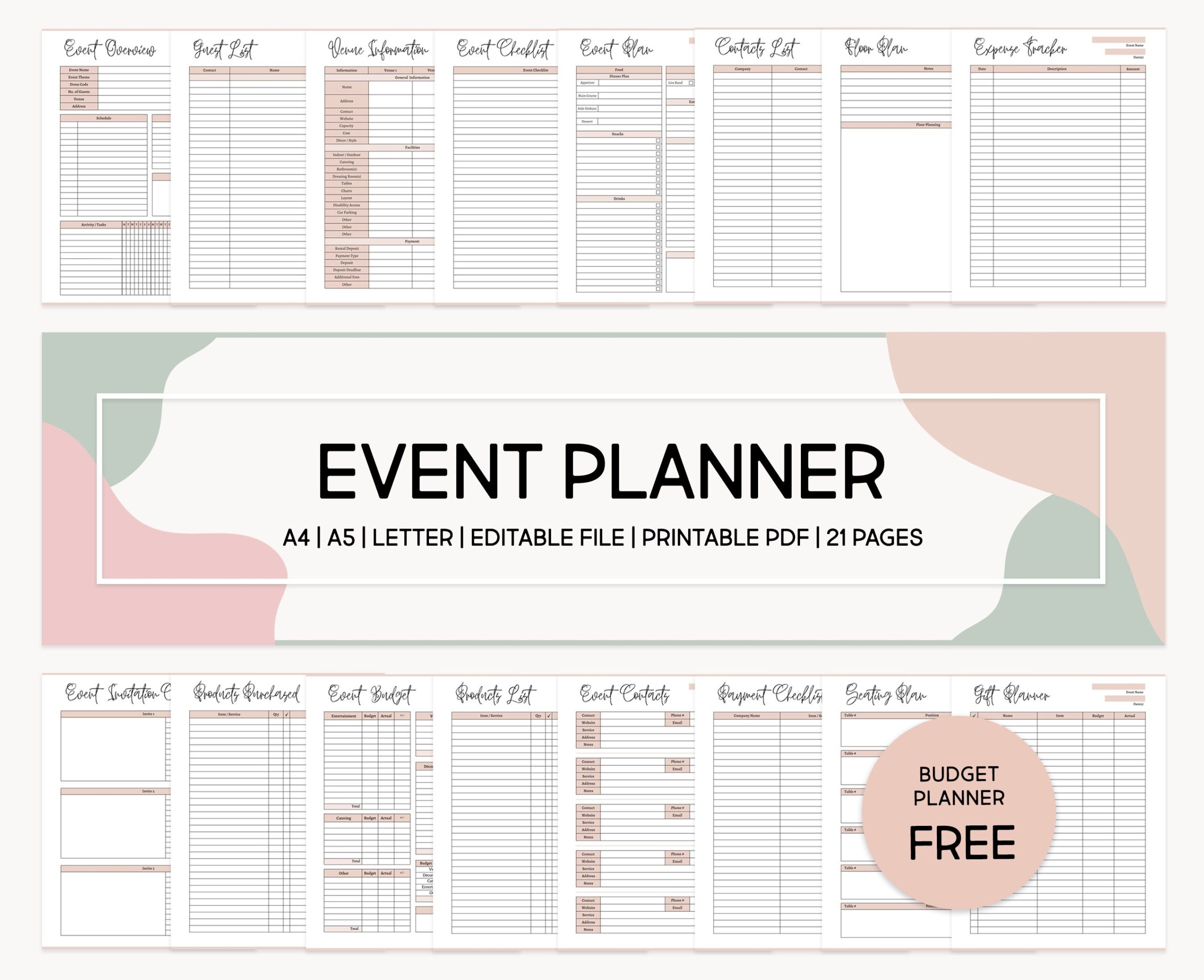 Printable Event Planner Bundle Event Organizer Editable Party 