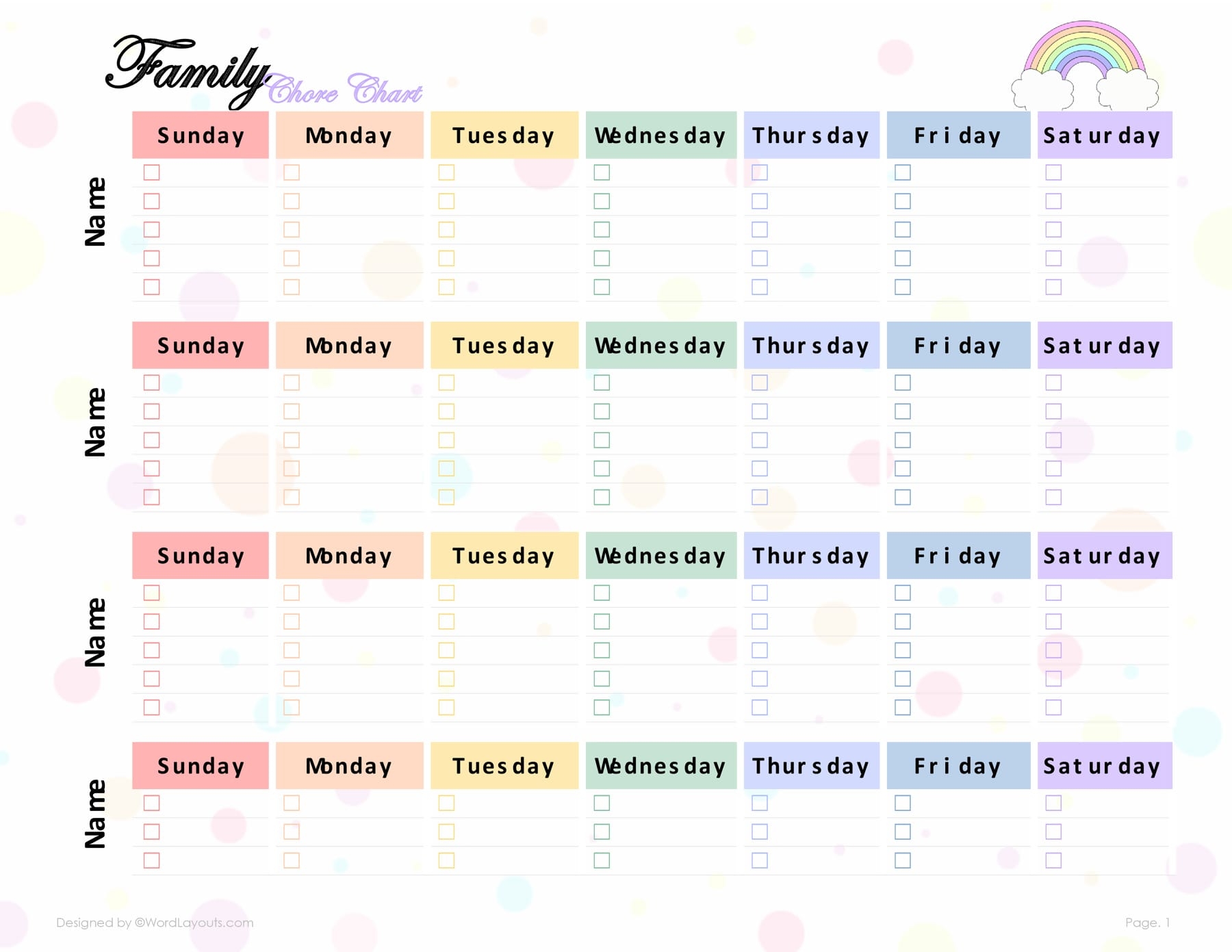 Family Chore List Template