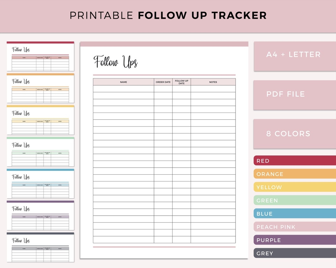 Printable Follow Up Sheet Business Follow Ups Small Business Customer Form Customer Tracker Follow Up Tracking US Letter And A4 Etsy