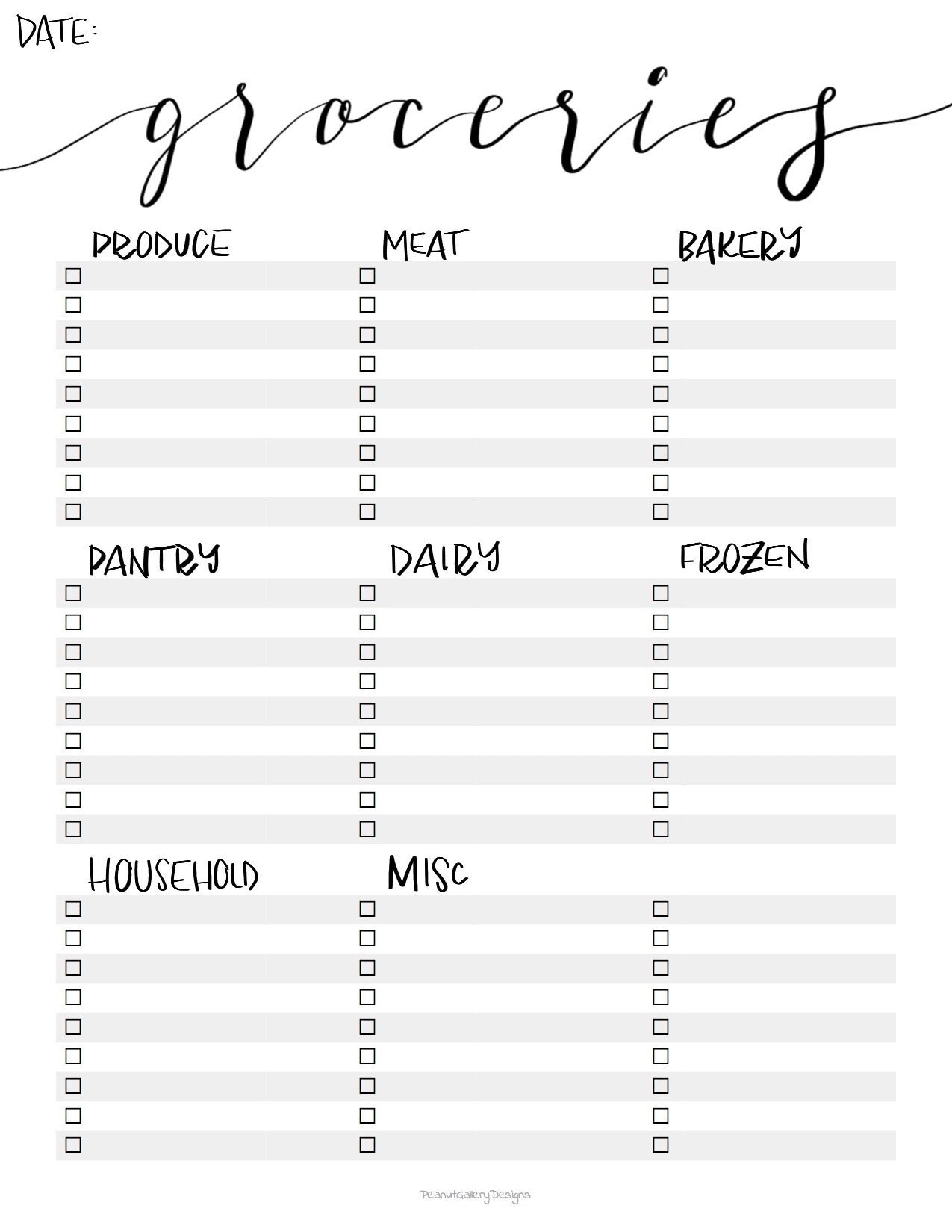 Printable Grocery List Template PDF Instand Download Printable Grocery List Template PDF Instand Download