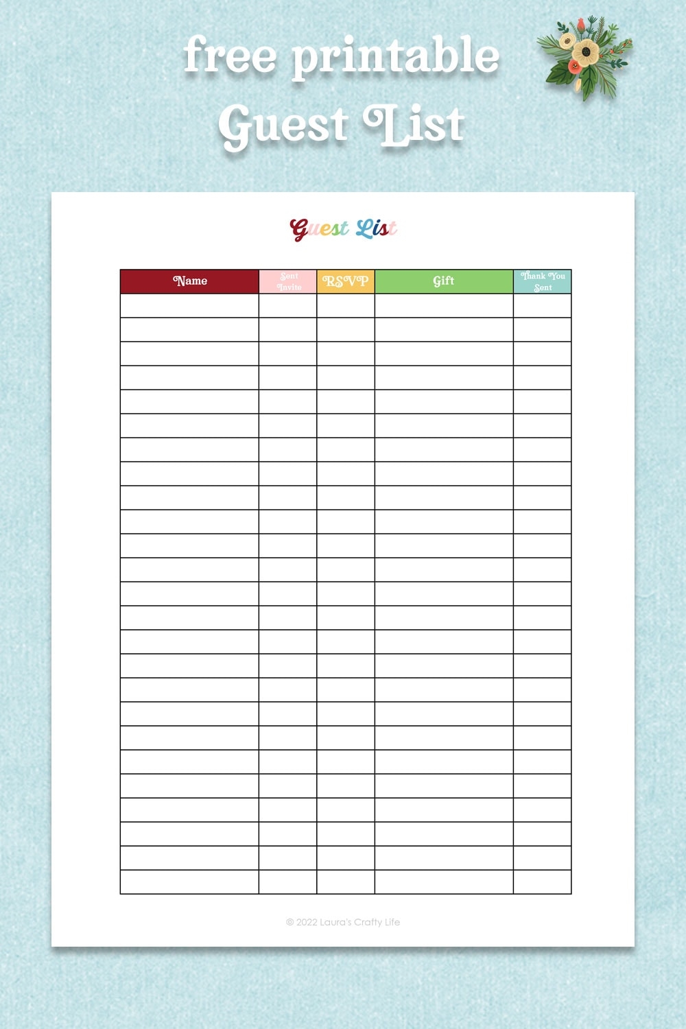Printable Guest List Printable Guest List
