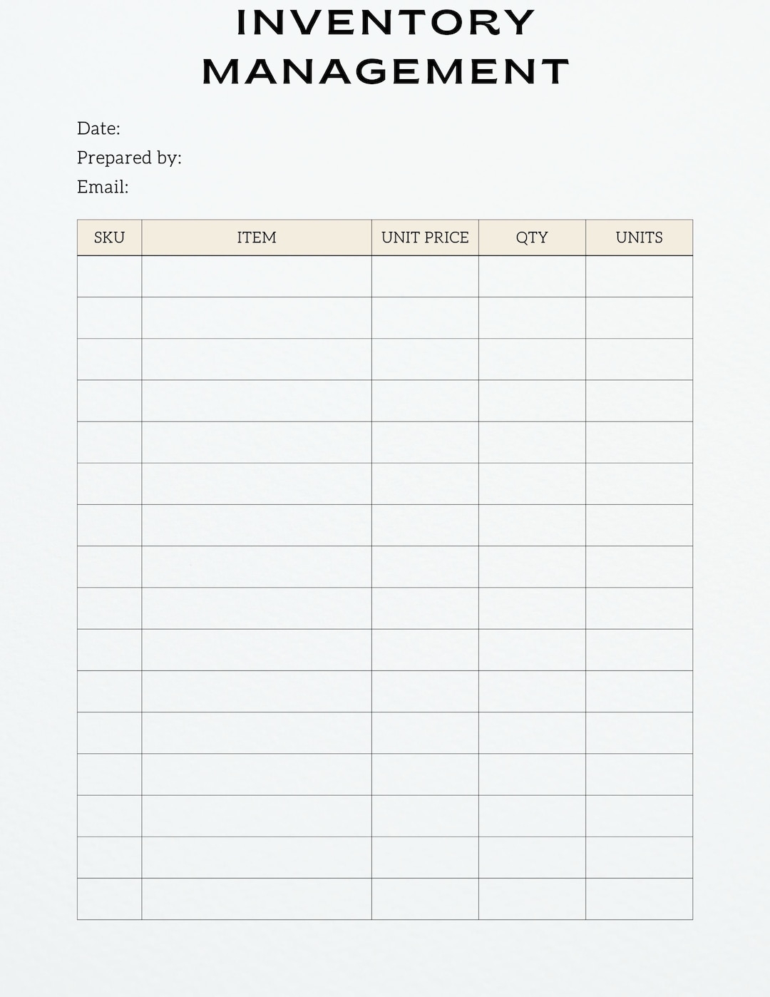 Printable Inventory Management Form Inventory Sheet Inventory List Product Inventory Tracker Template Small Business Organizer Etsy