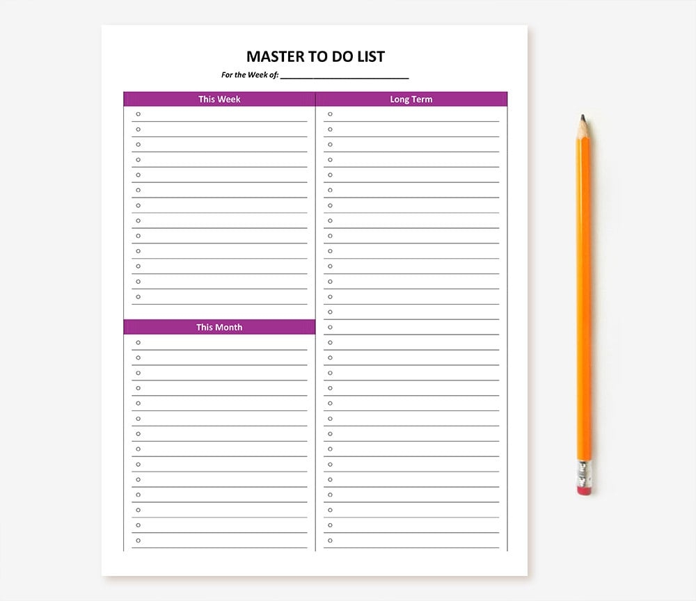 Printable Master To Do List Printable Master To Do List