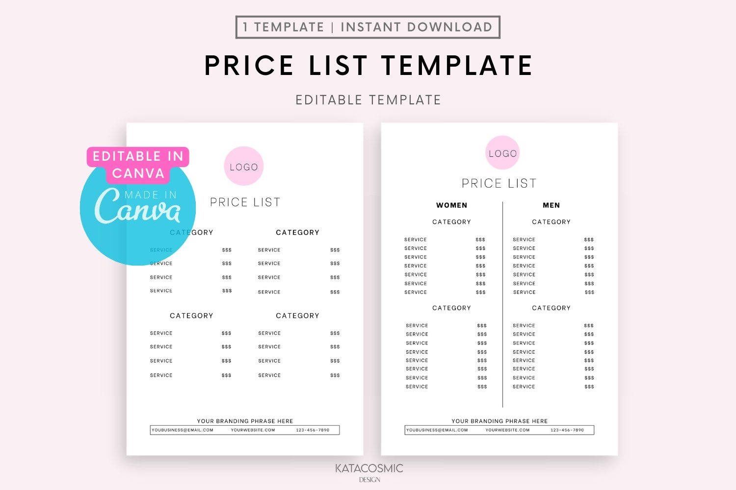 Printable Price List Template Editable Price Guide