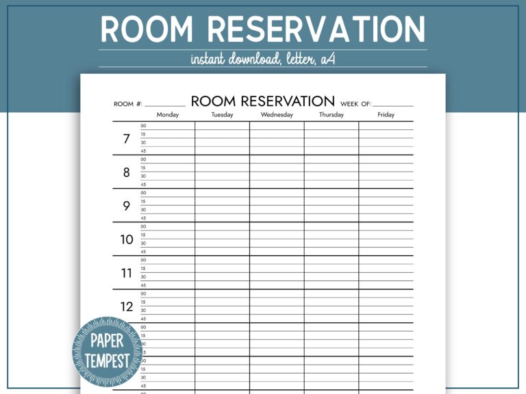 Printable Room Reservation PDF Conference Room Reservation Page 