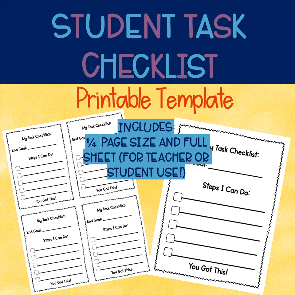 Printable Task Checklist Template For Students Made By Teachers