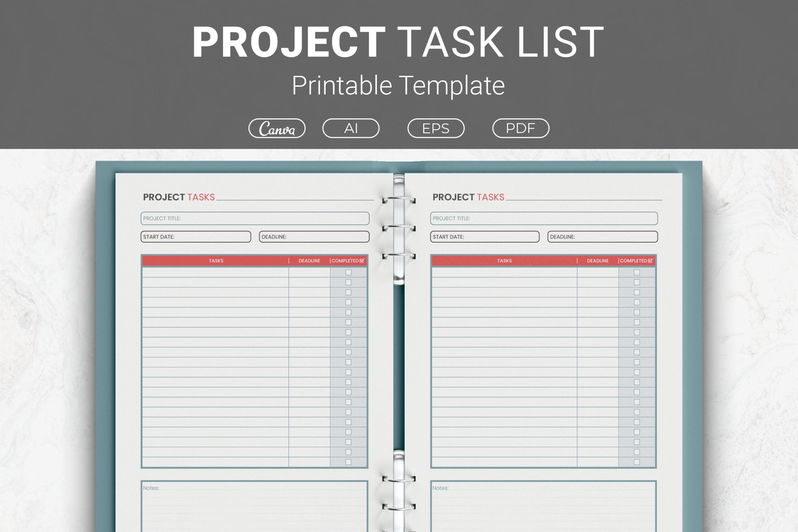 Project Task List Printable Template