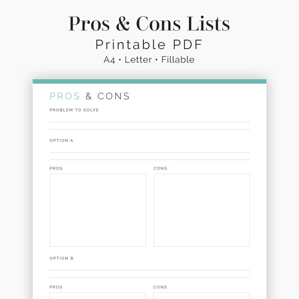 Pros And Cons List Template