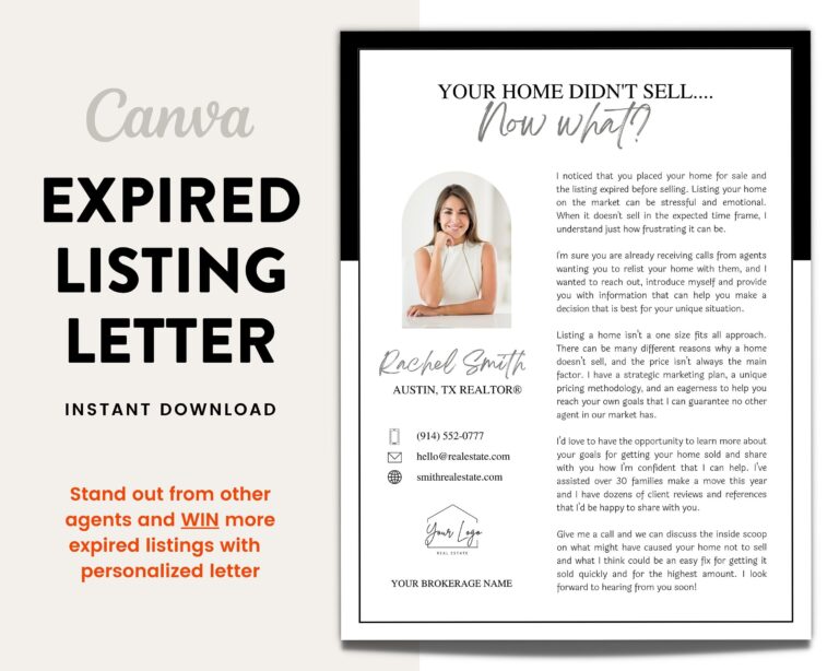 Real Estate Expired Listing Flyer Real Estate Marketing Canva Template Real Estate Template New Agent Flyer Real Estate Postcard Etsy