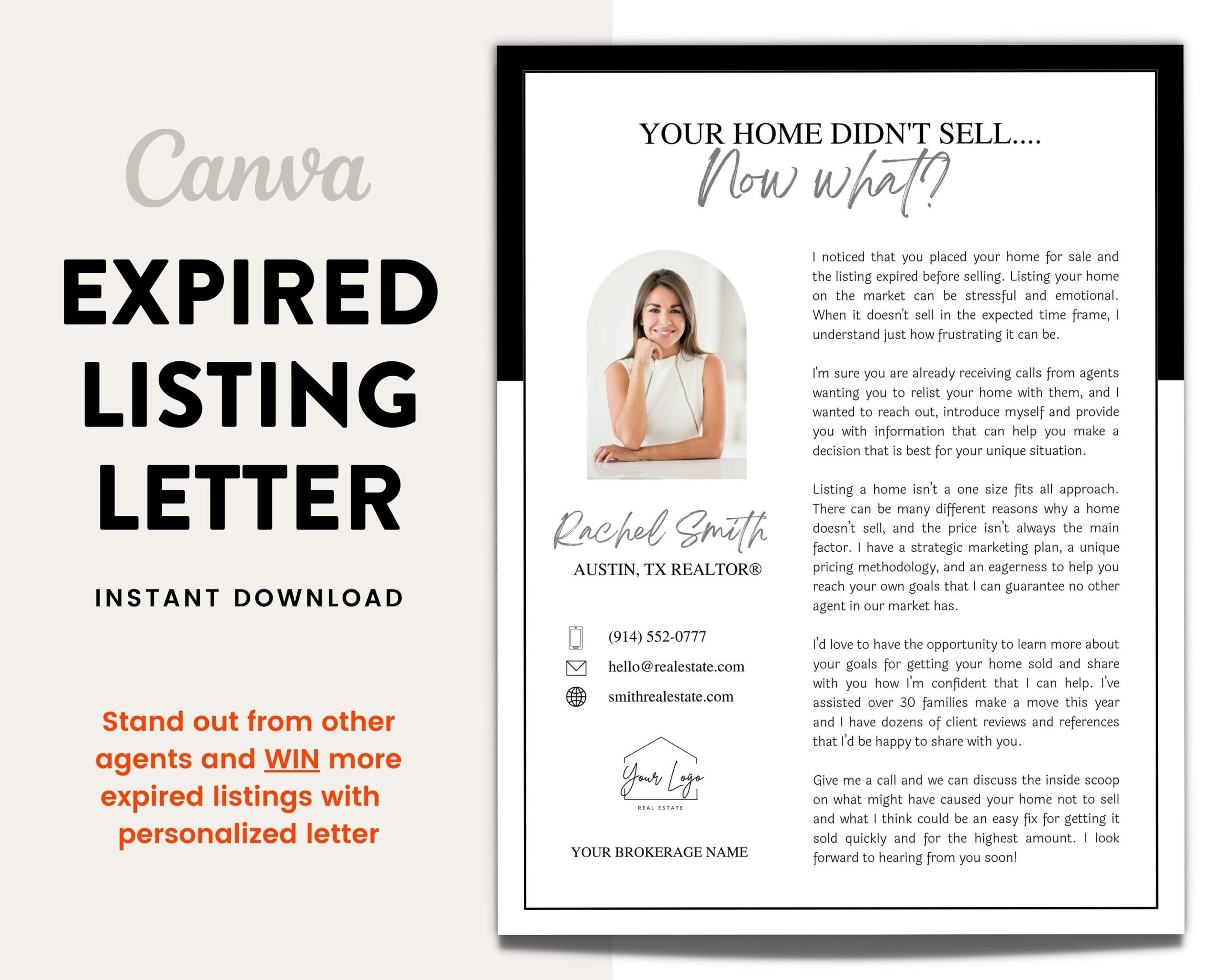 Real Estate Expired Listing Flyer Real Estate Marketing Canva Template Real Estate Template New Agent Flyer Real Estate Postcard Etsy