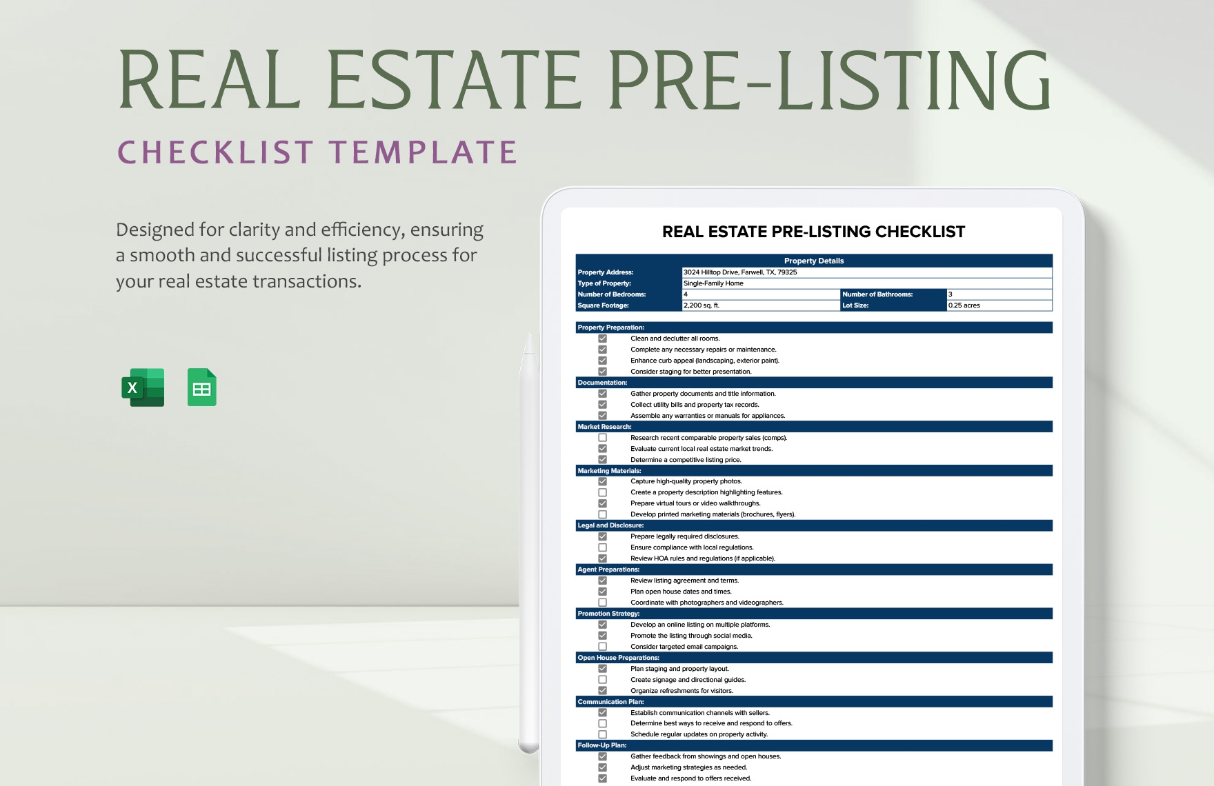 Free Pre Listing Package Template