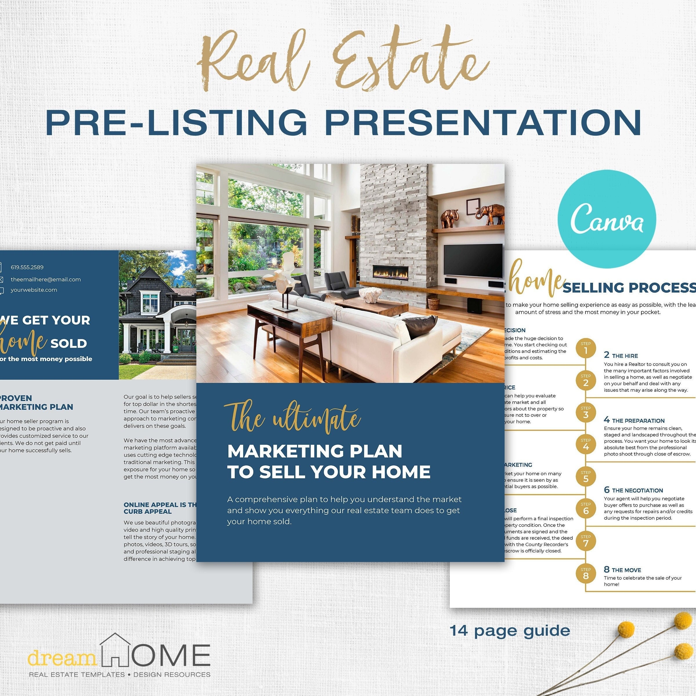 Real Estate Pre listing Presentation Packet Real Estate Marketing Listing Seller Packet Canva Instant Access Etsy