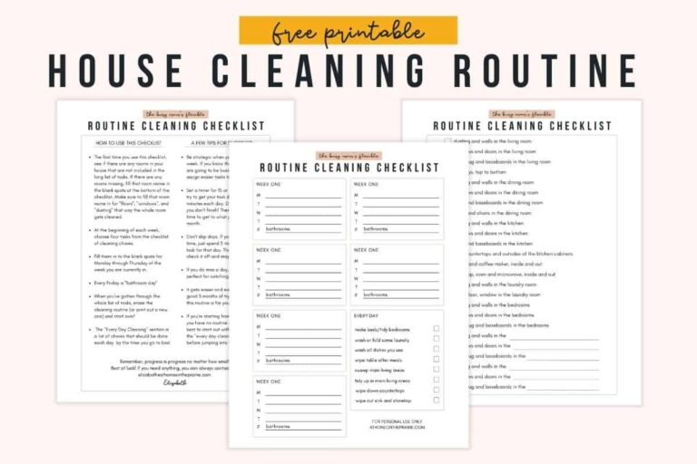 Realistic Cleaning Schedule For Busy Moms Free Printable 