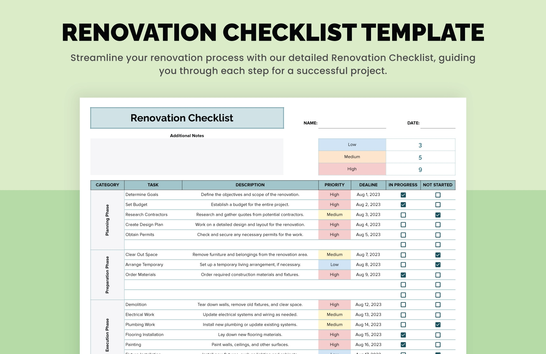 Renovation Checklist Template In Word PDF Google Docs Download 