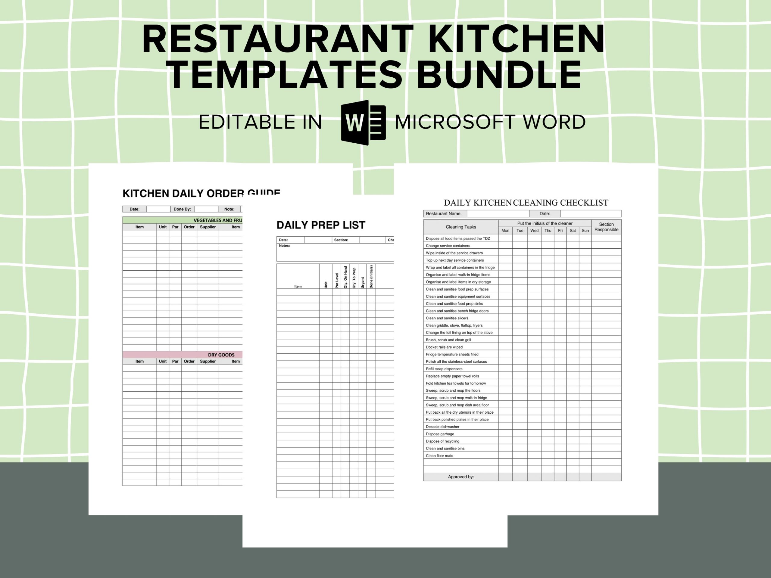 Printable Free Kitchen Prep List Template