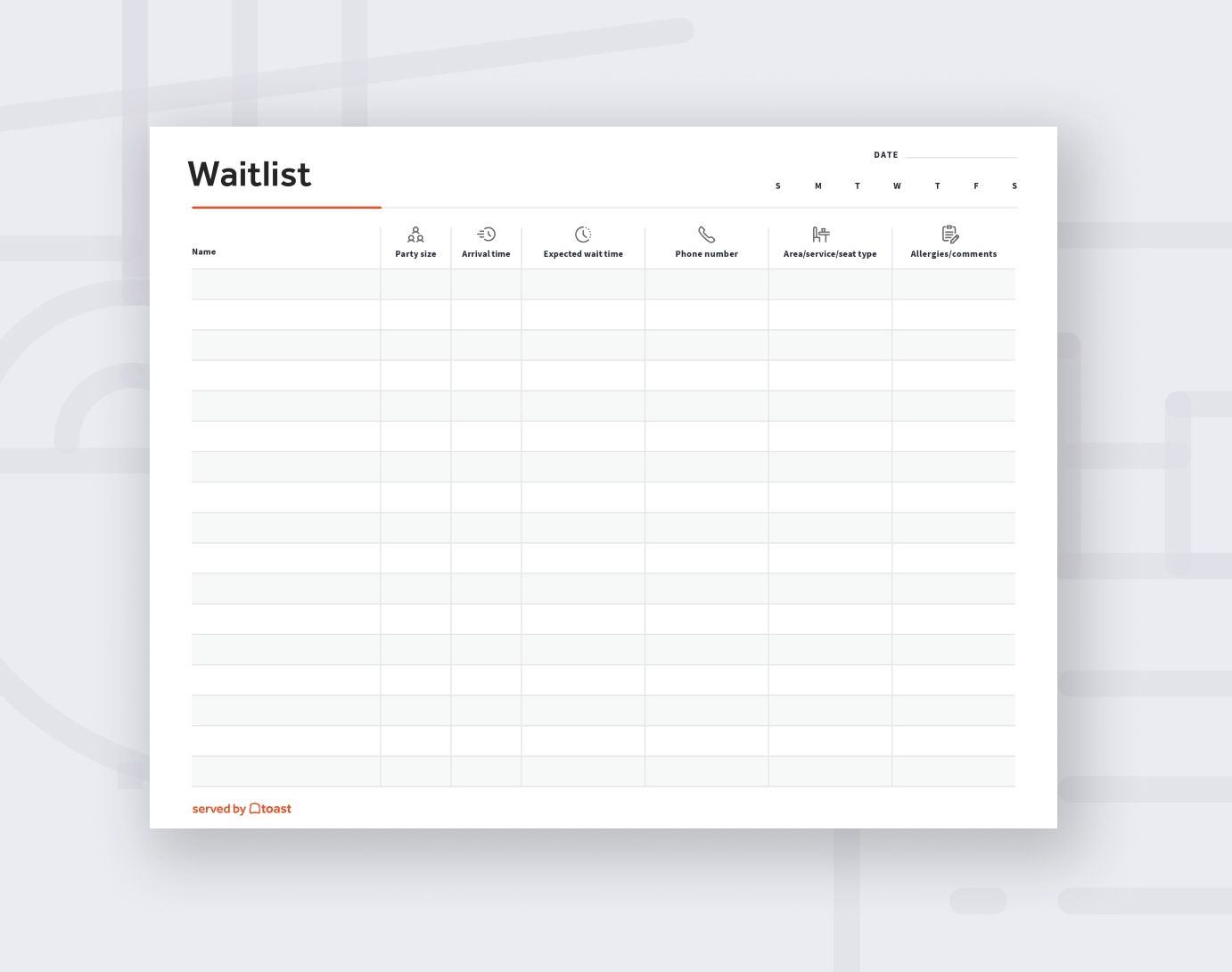 Waiting List Template
