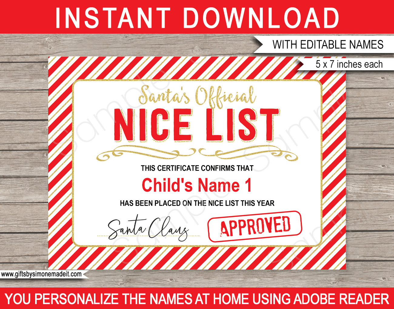Santa s Official Nice List Certificate Red U0026 Gold