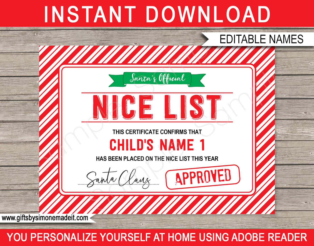 Santa s Official Nice List Certificate Red U0026 Green