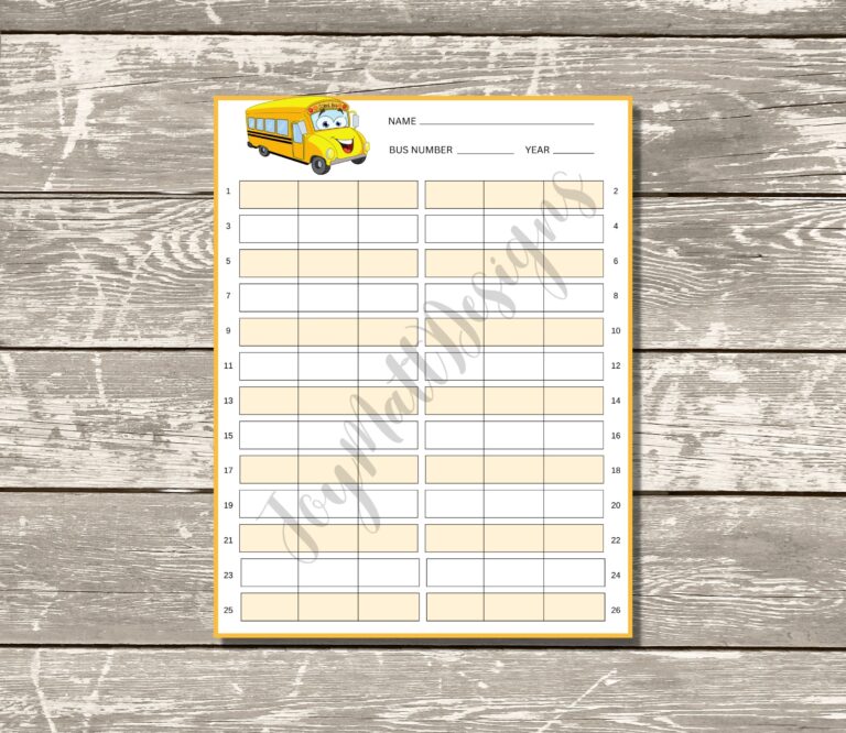 School Bus Seating Chart School Bus Drivers Teacher Bus Chart Back To School Digital School Bus Chart Printable Etsy