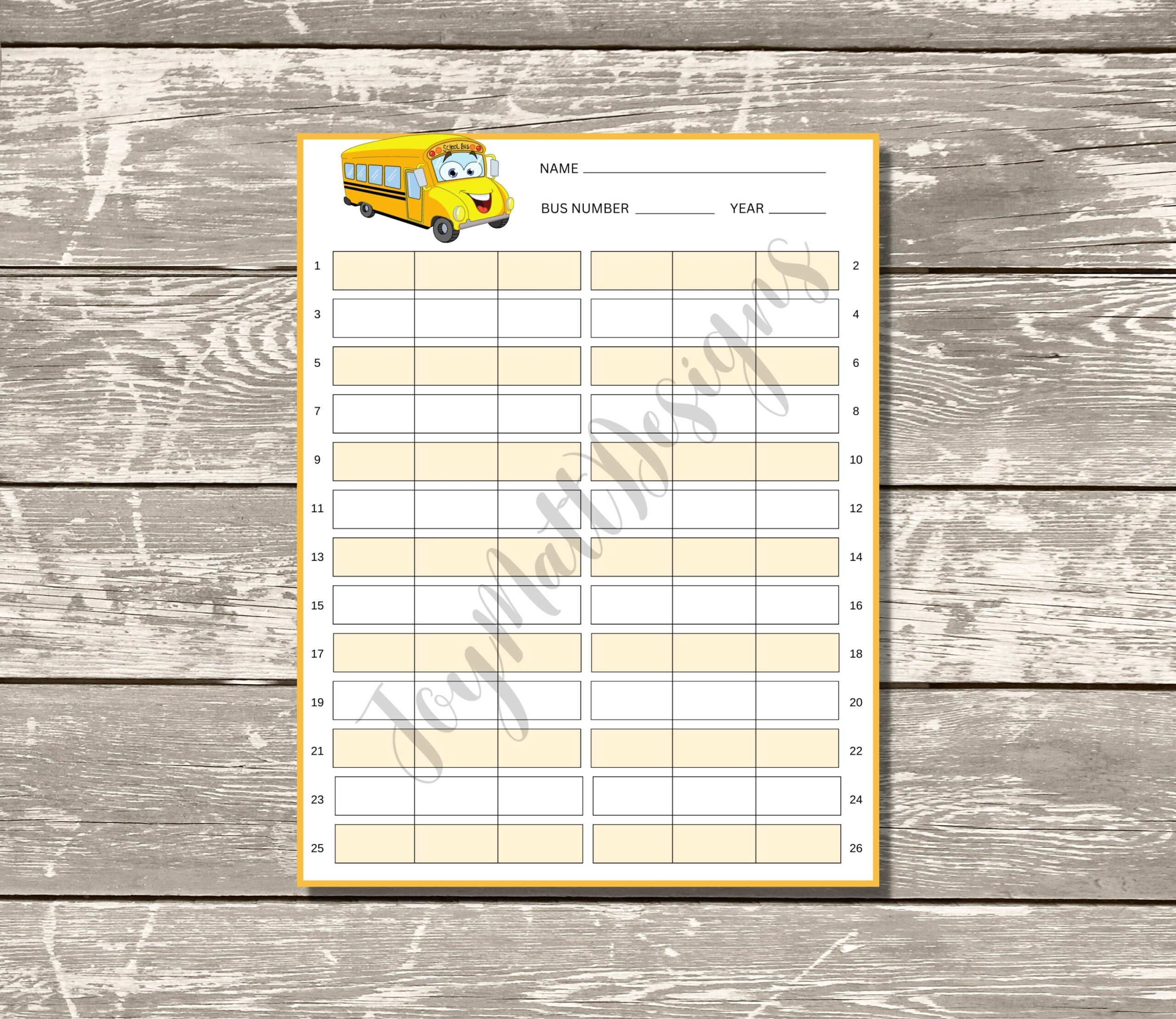 School Bus Seating Chart School Bus Drivers Teacher Bus Chart Back To School Digital School Bus Chart Printable Etsy