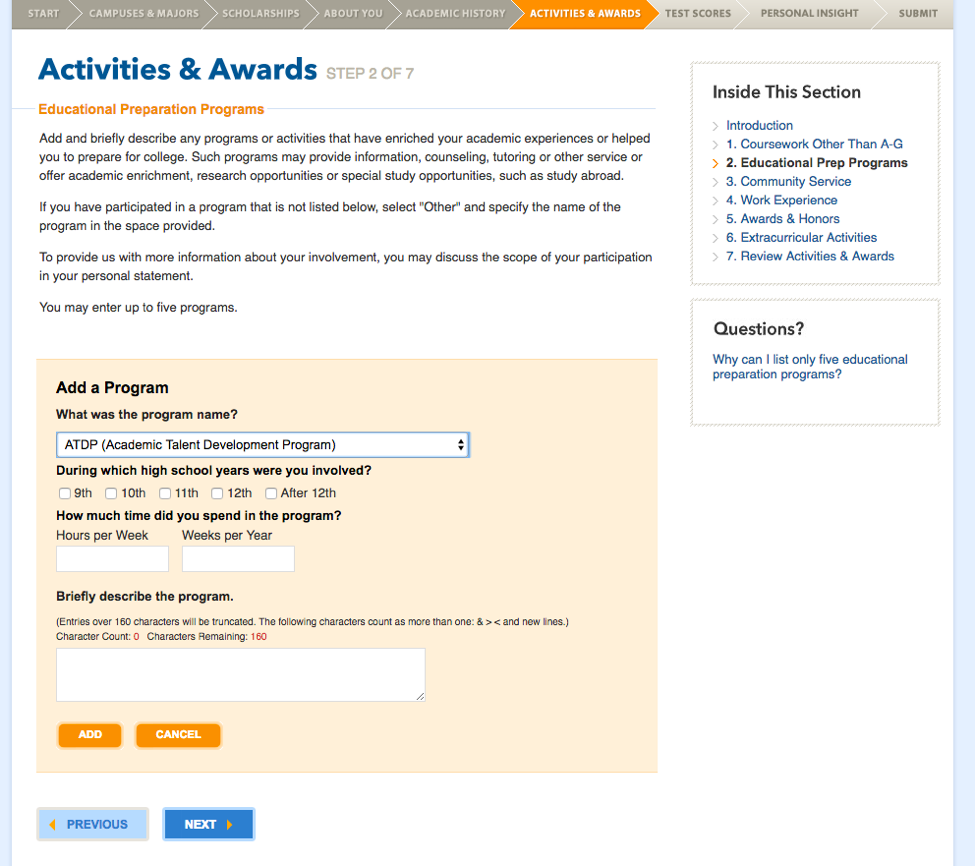 Uc Activities List Template