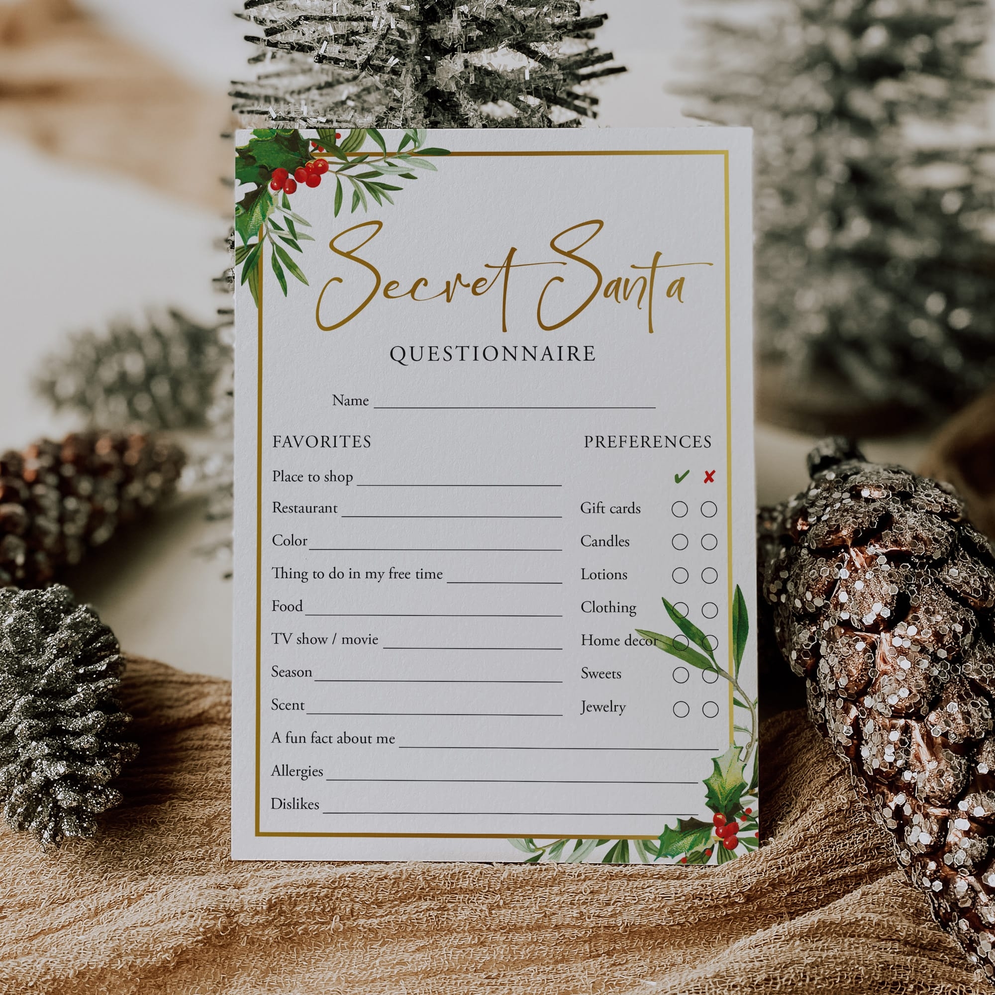 Secret Santa Questions Form For Adults Printable Worksheets Library