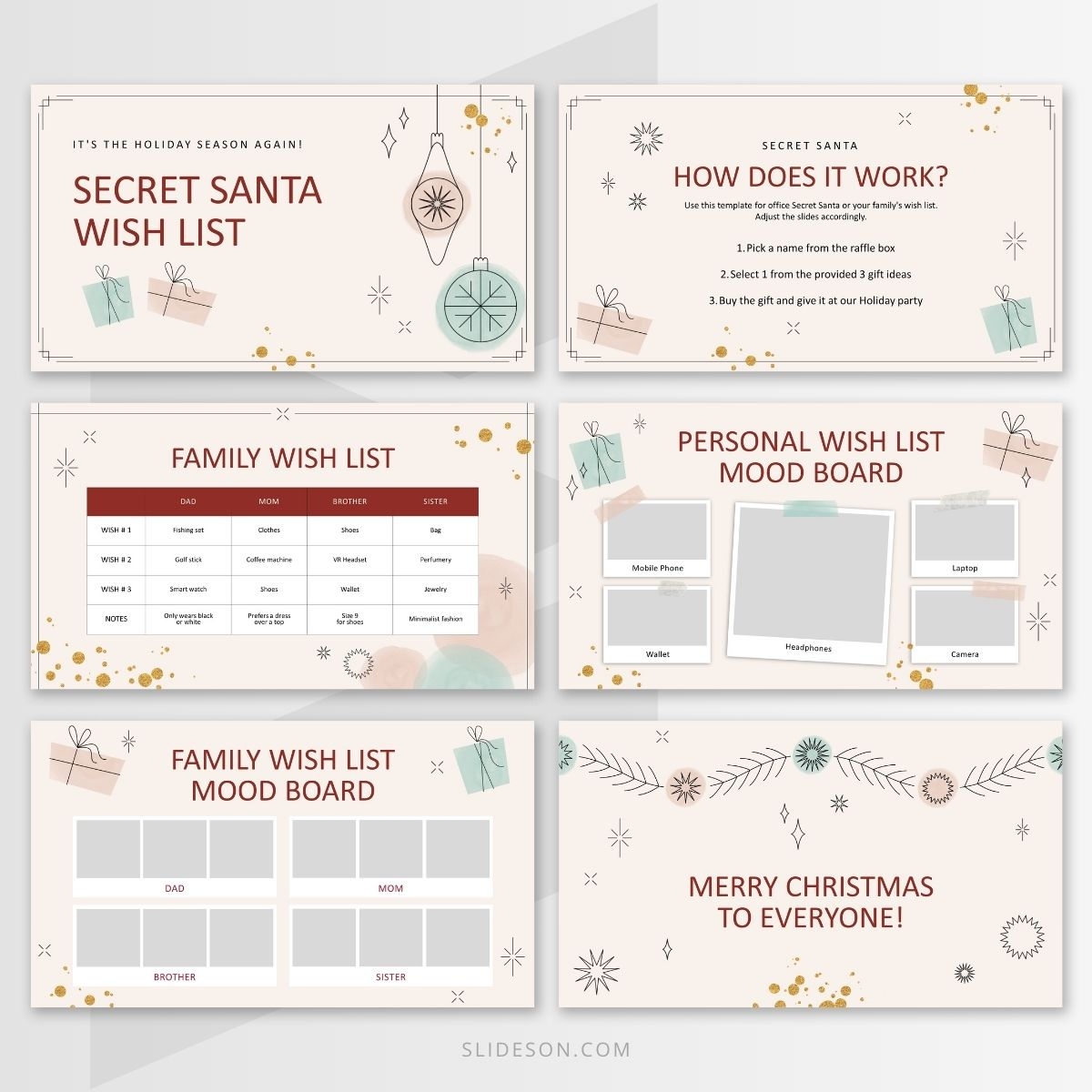 Secret Santa Wish List Template Slideson