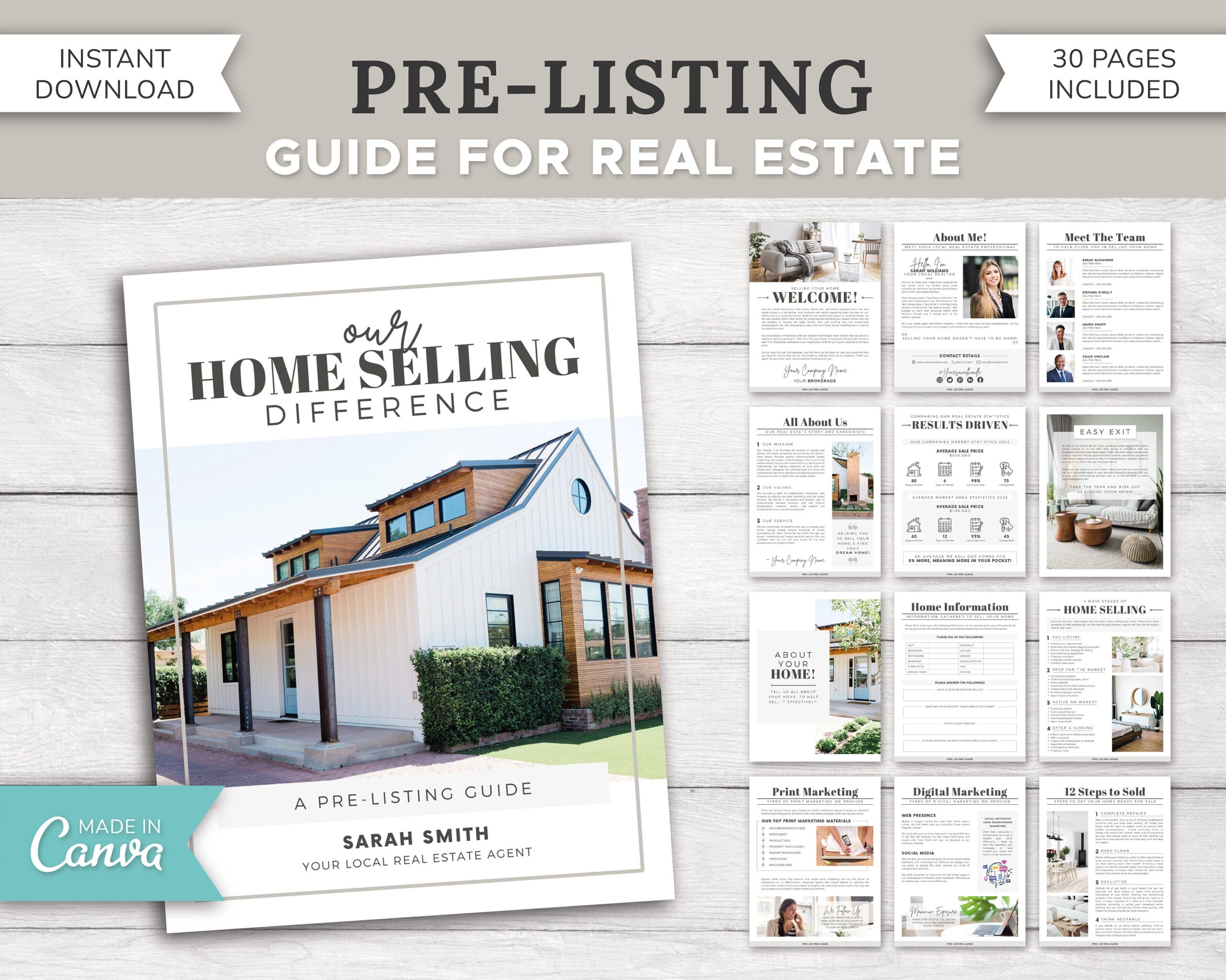 Seller Pre listing Presentation Real Estate Template Seller Guide Real Estate Marketing Pre listing Packet Template Canva Etsy