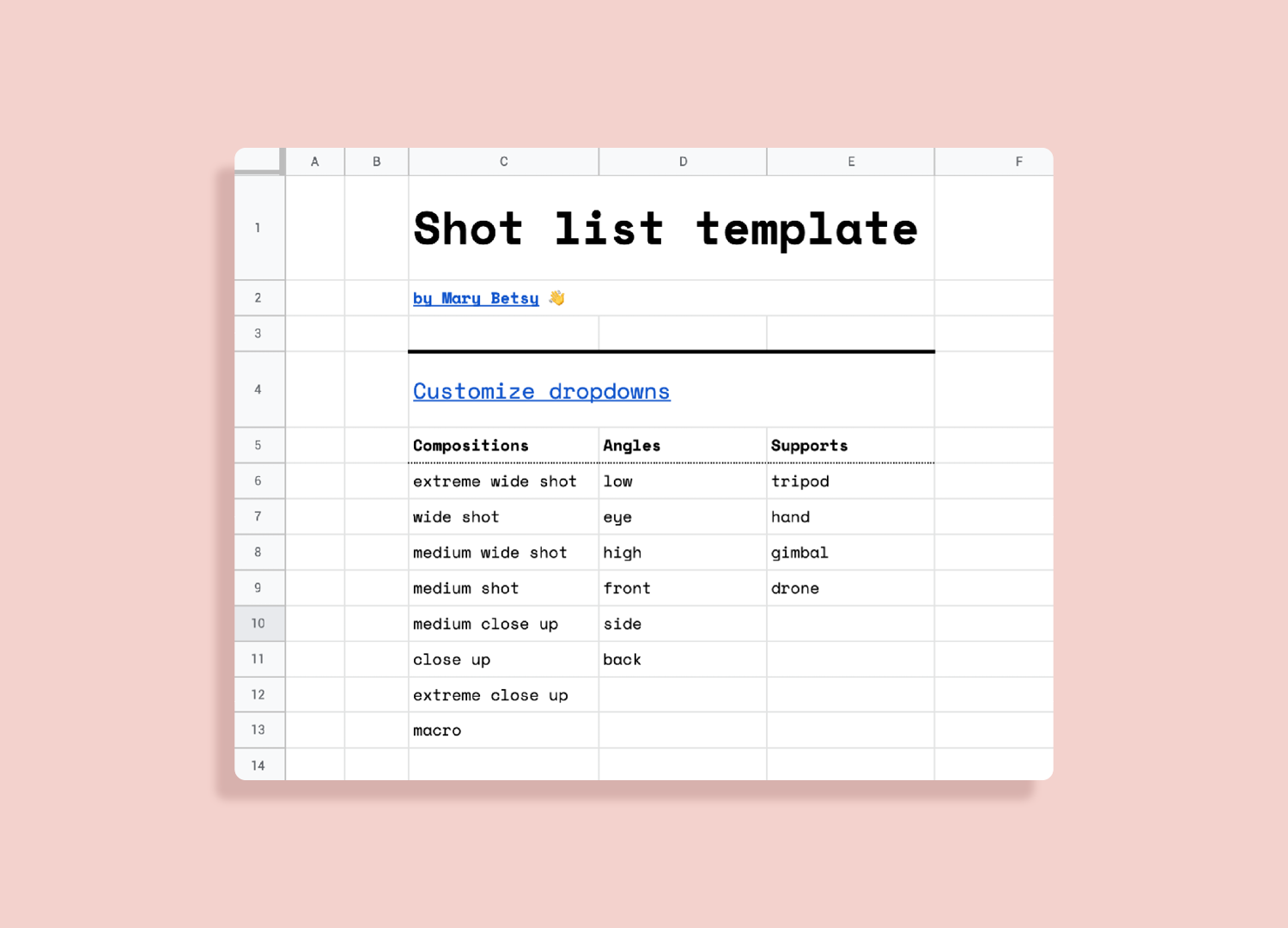 Shot List Templates Shot List Templates