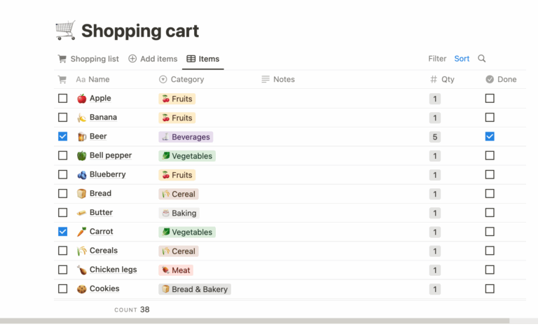 Simple Shopping List Template Notion Marketplace