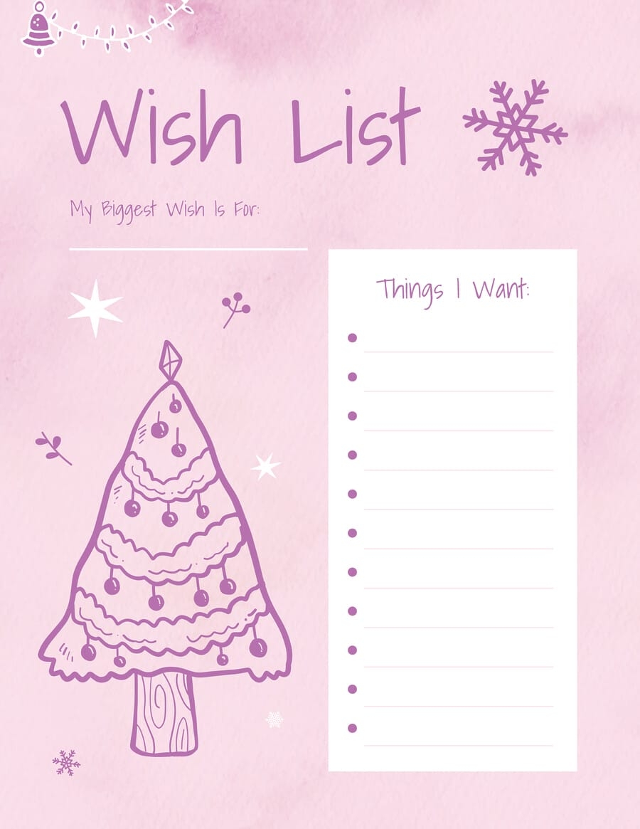 Soft And Dreamy Christmas Wish List Holiday Template WordLayouts