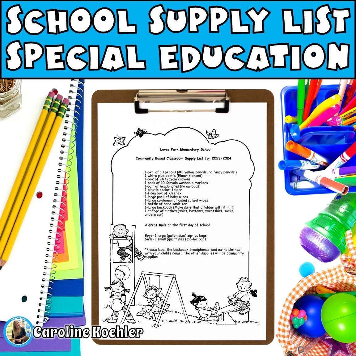 Special Education Supply List Editable School Template SPED Classrooms