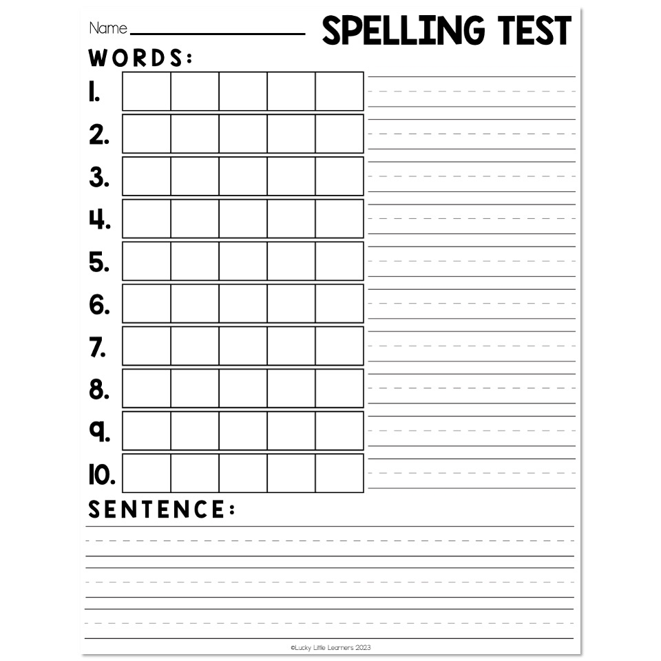 Free Printable Blank Spelling Lists