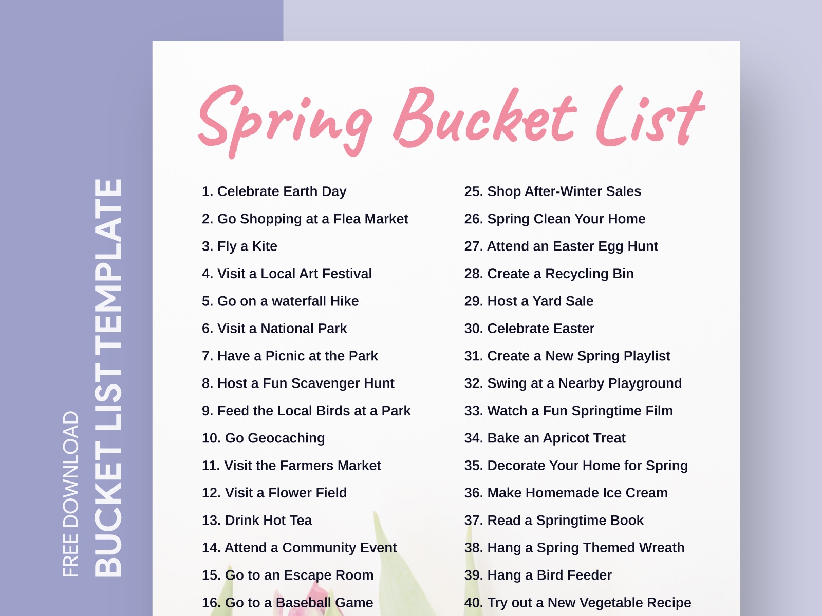 Spring Bucket List Free Google Docs Template By Gdoc On Dribbble